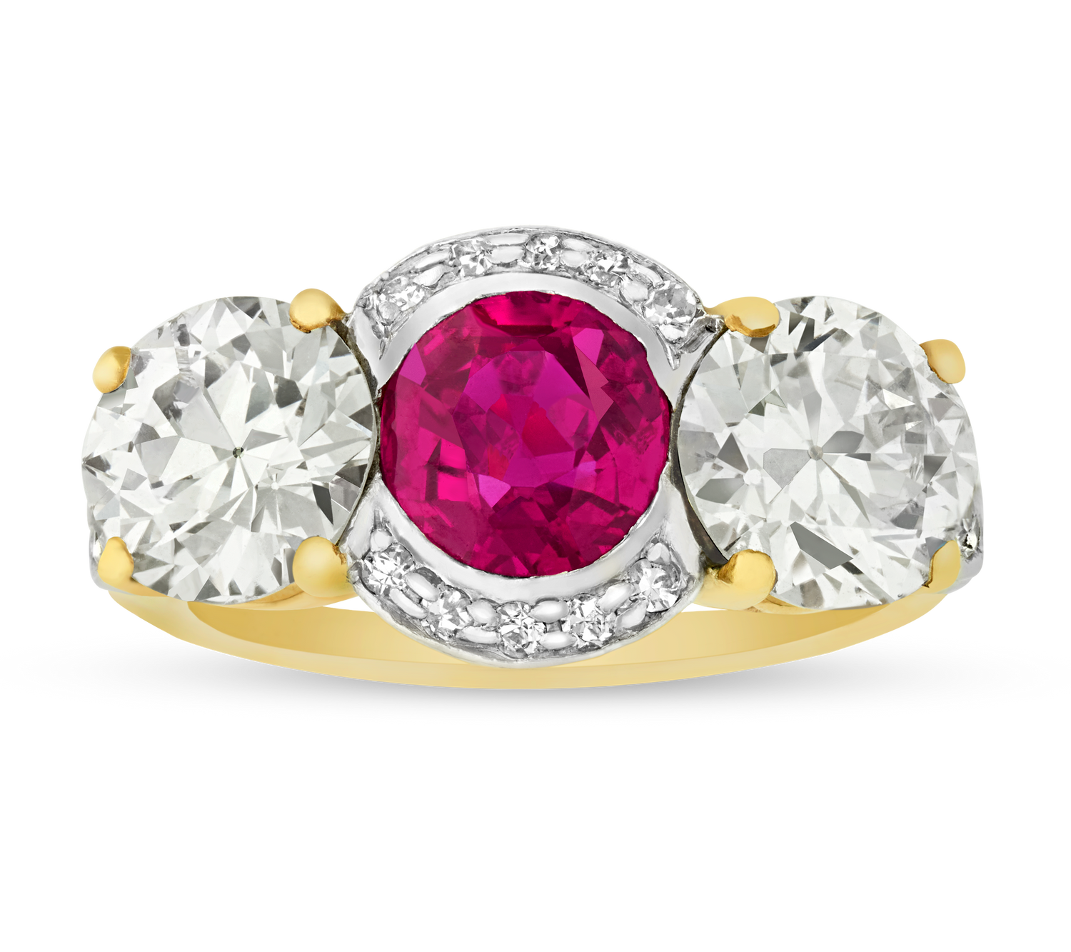 Unheated Burma Ruby and Diamond Ring