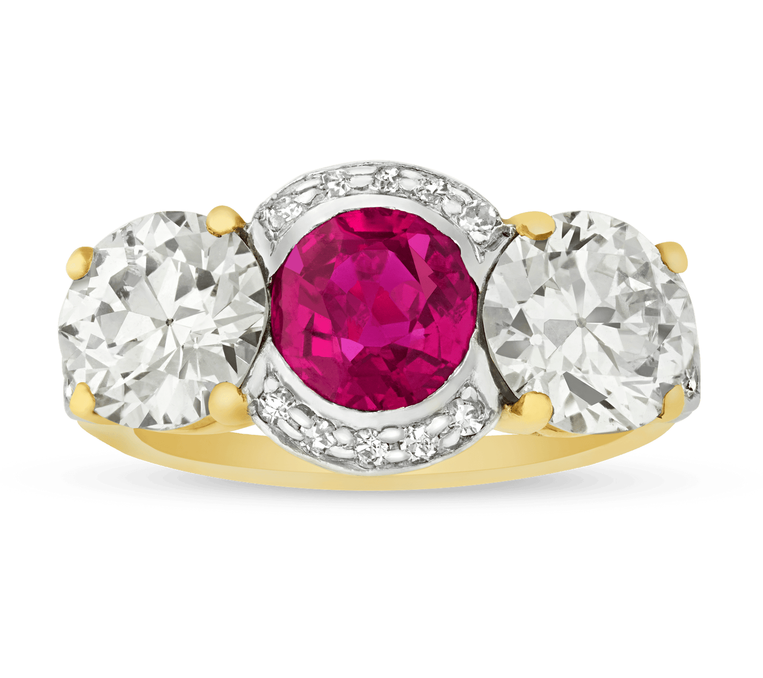 Unheated Burma Ruby and Diamond Ring