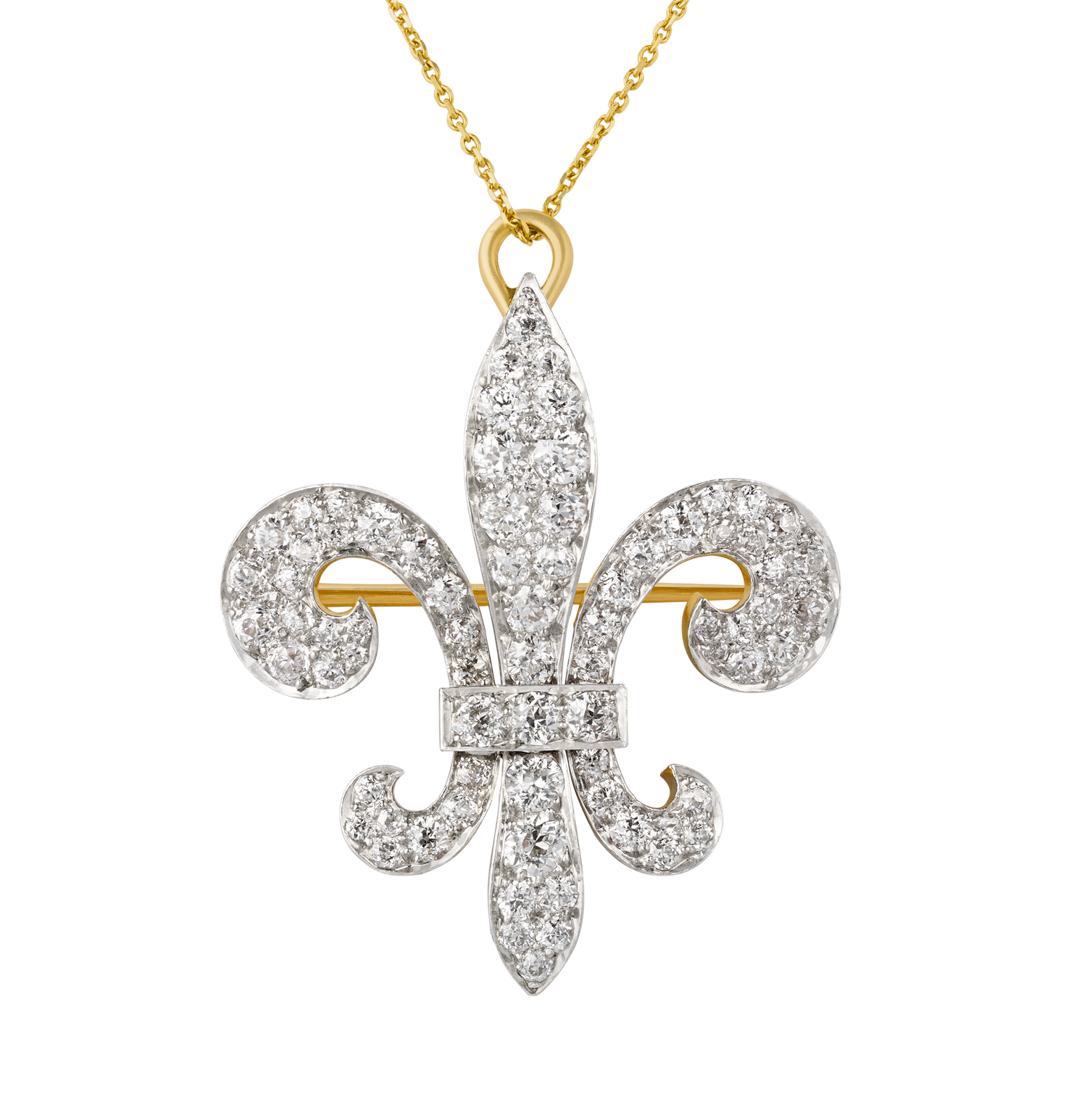 Diamond Fleur-de-lis Brooch