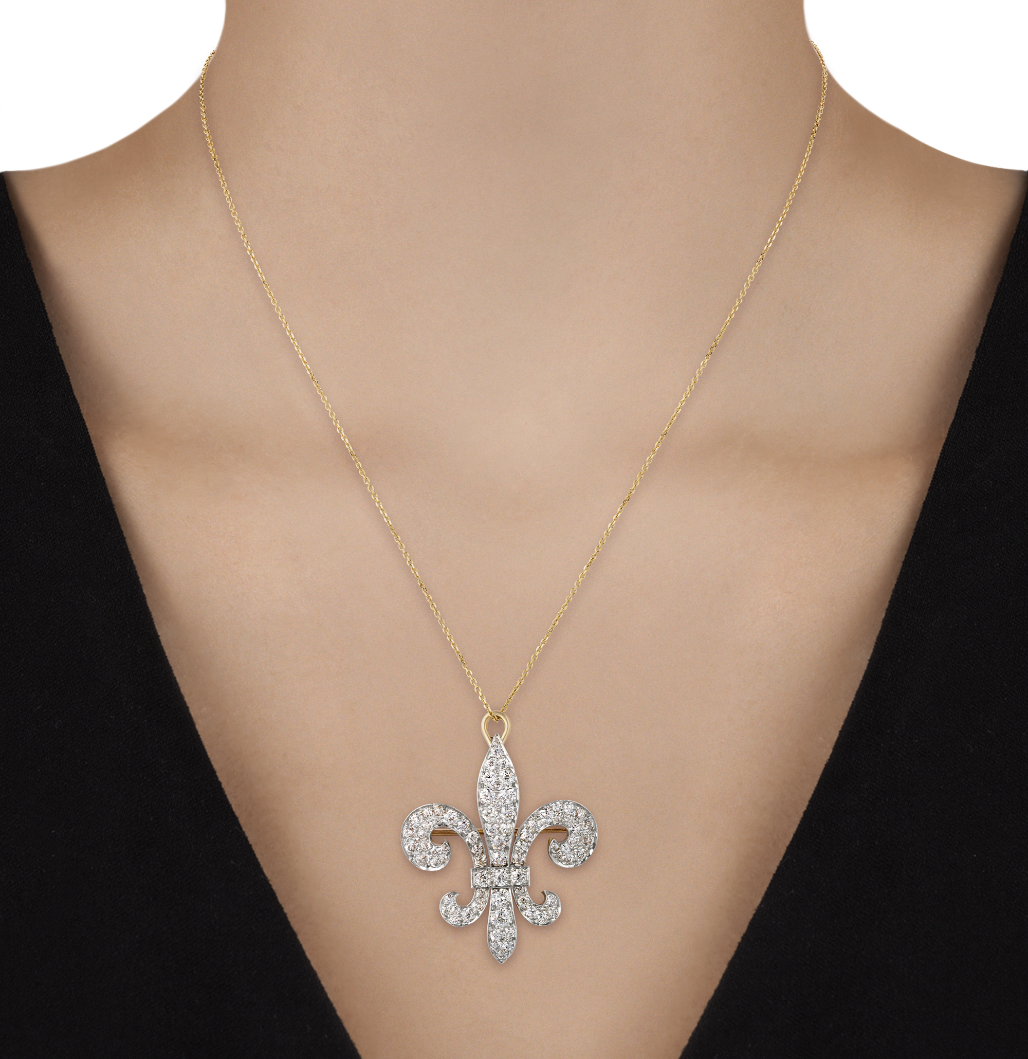 Diamond Fleur-de-lis Brooch