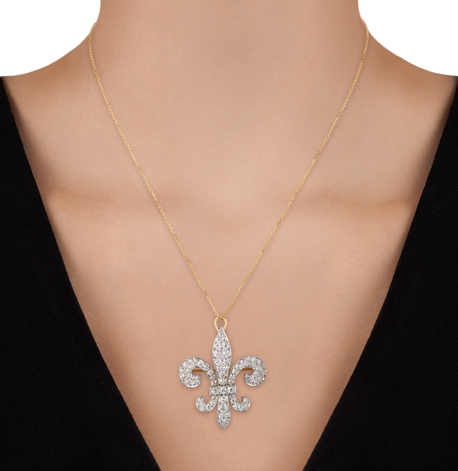 Diamond Fleur-de-lis Brooch