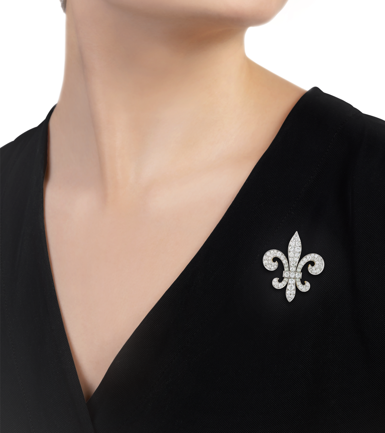 Diamond Fleur-de-lis Brooch