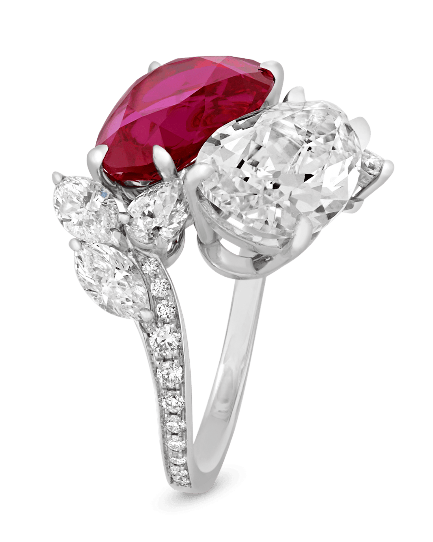 Burma Ruby and Golconda Diamond Bypass Ring