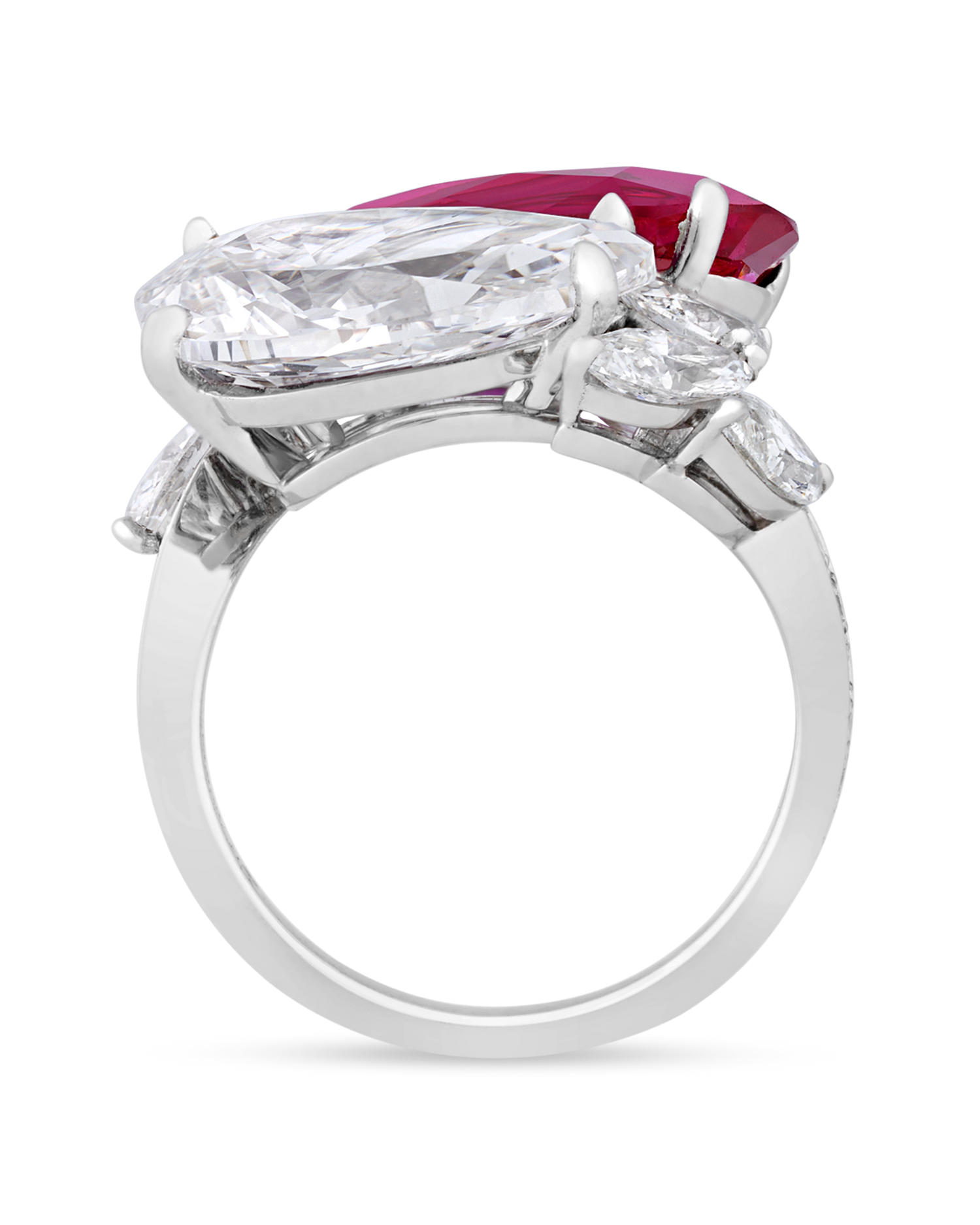 Burma Ruby and Golconda Diamond Bypass Ring