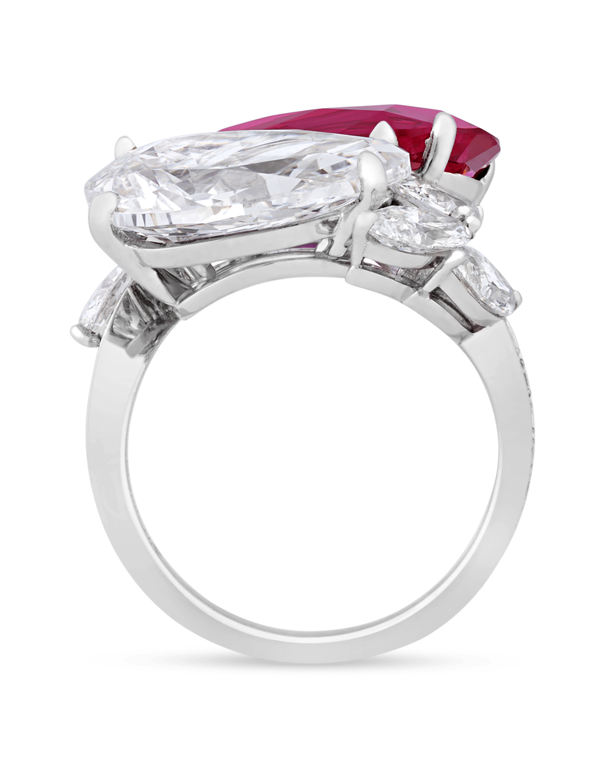 Burma Ruby and Golconda Diamond Bypass Ring