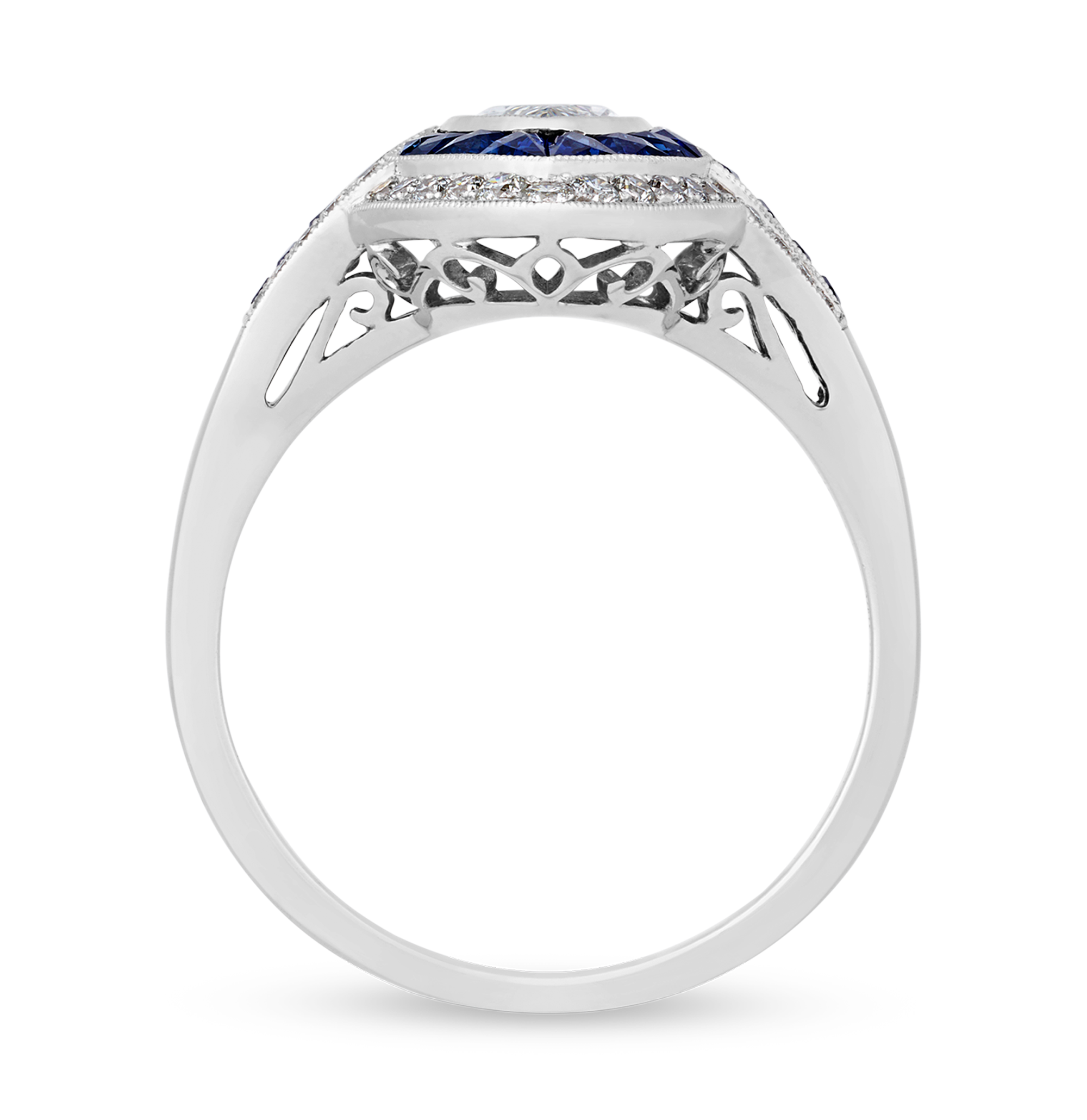 Marquise Diamond Ring with Sapphires