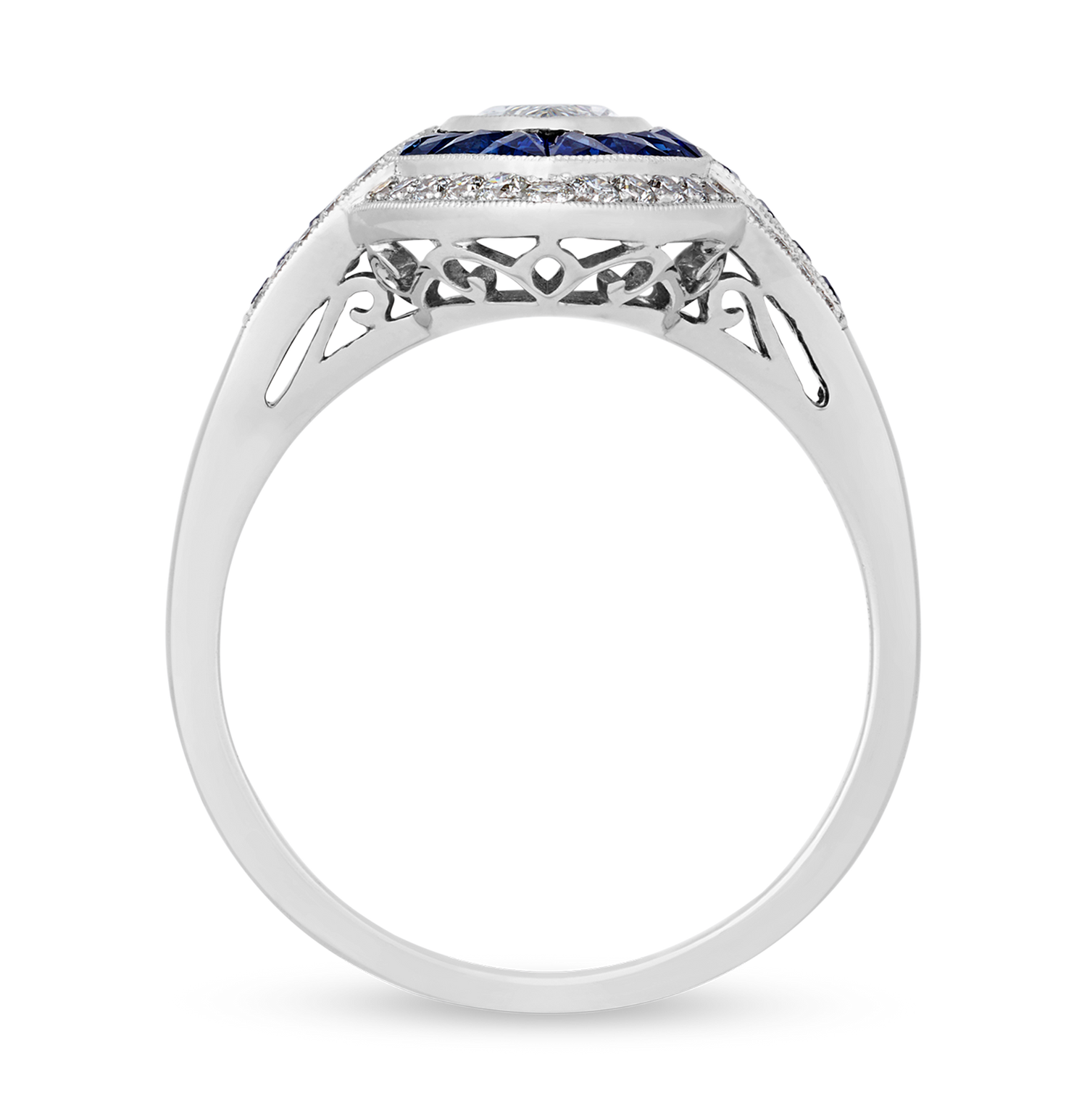 Marquise Diamond Ring with Sapphires