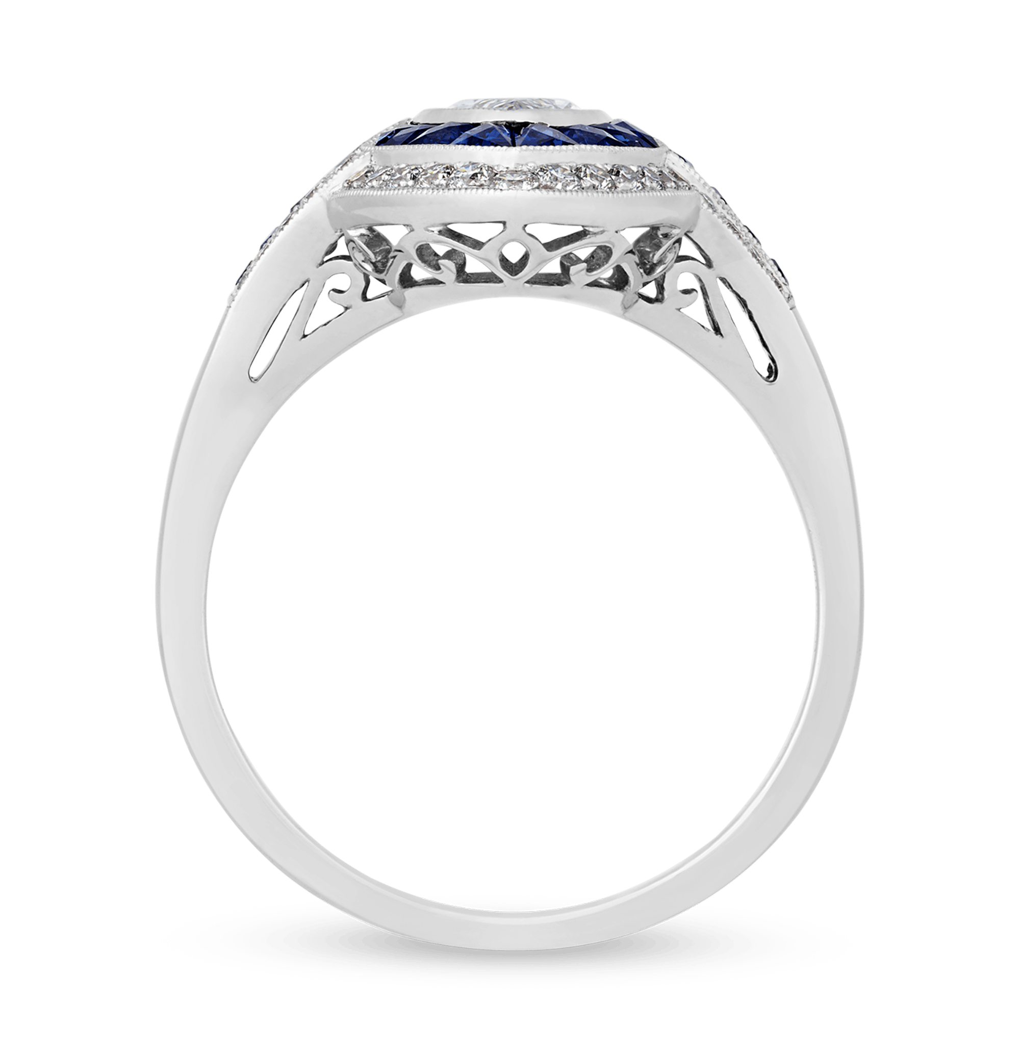 Marquise Diamond Ring with Sapphires