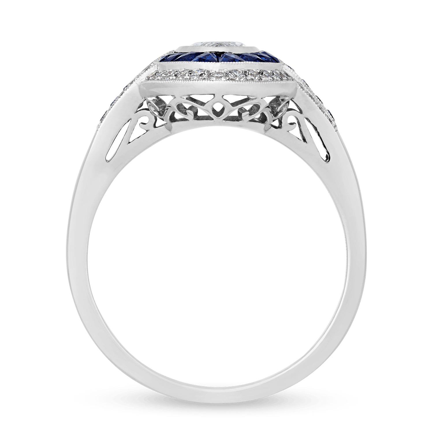 Marquise Diamond Ring with Sapphires