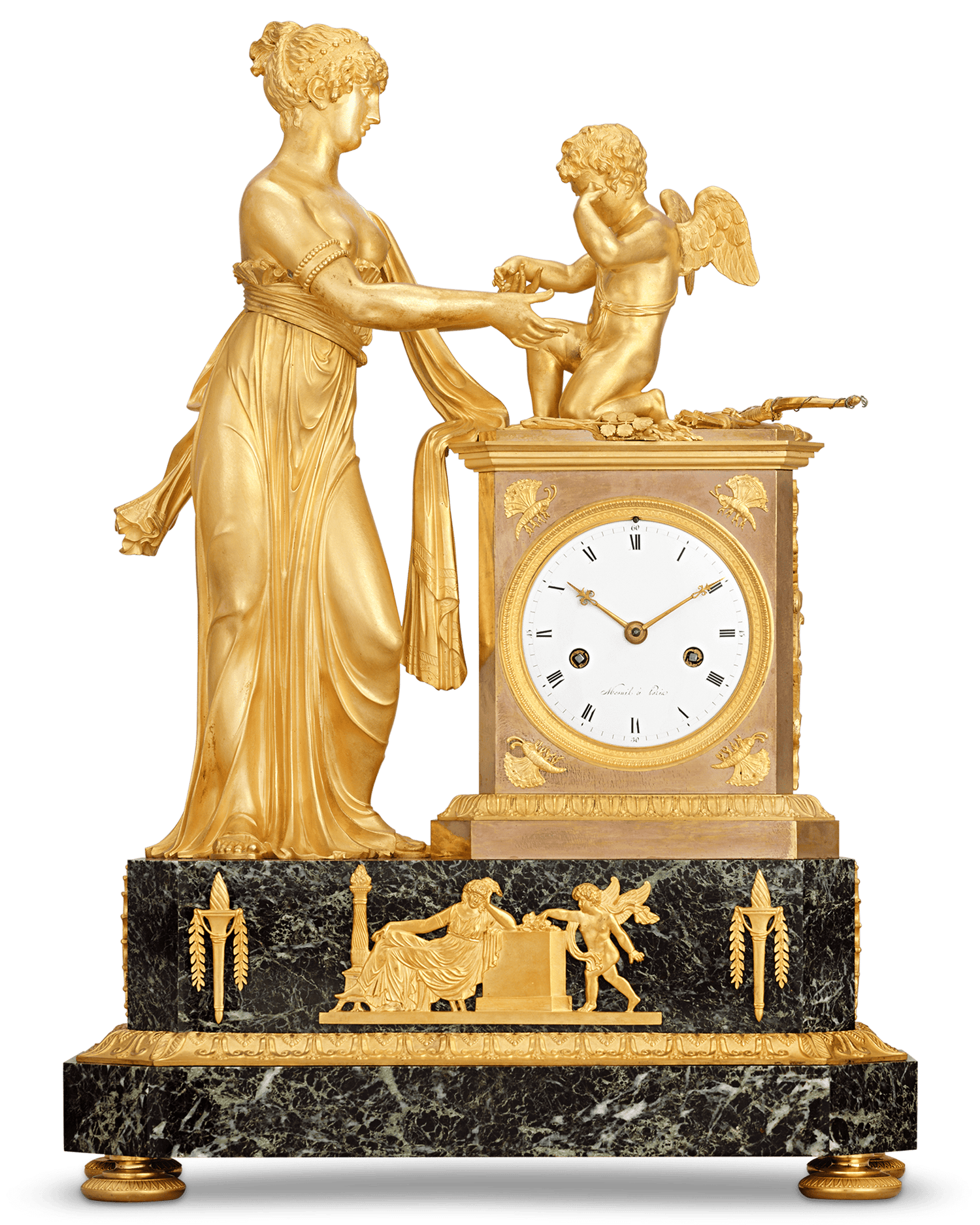 French Empire Venus and Cupid Mantel Clock