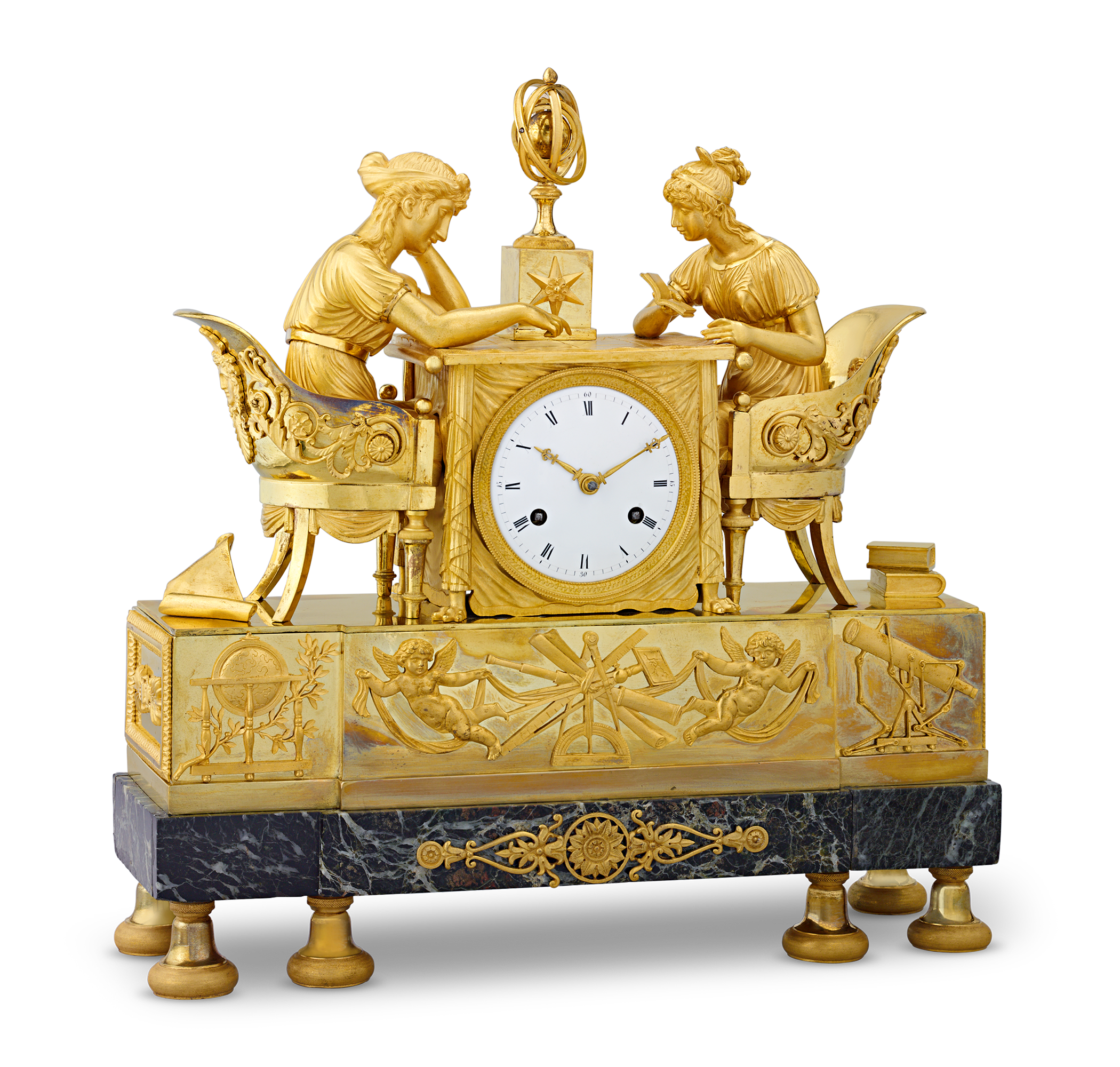 The Astronomy Lesson French Empire Mantel Clock