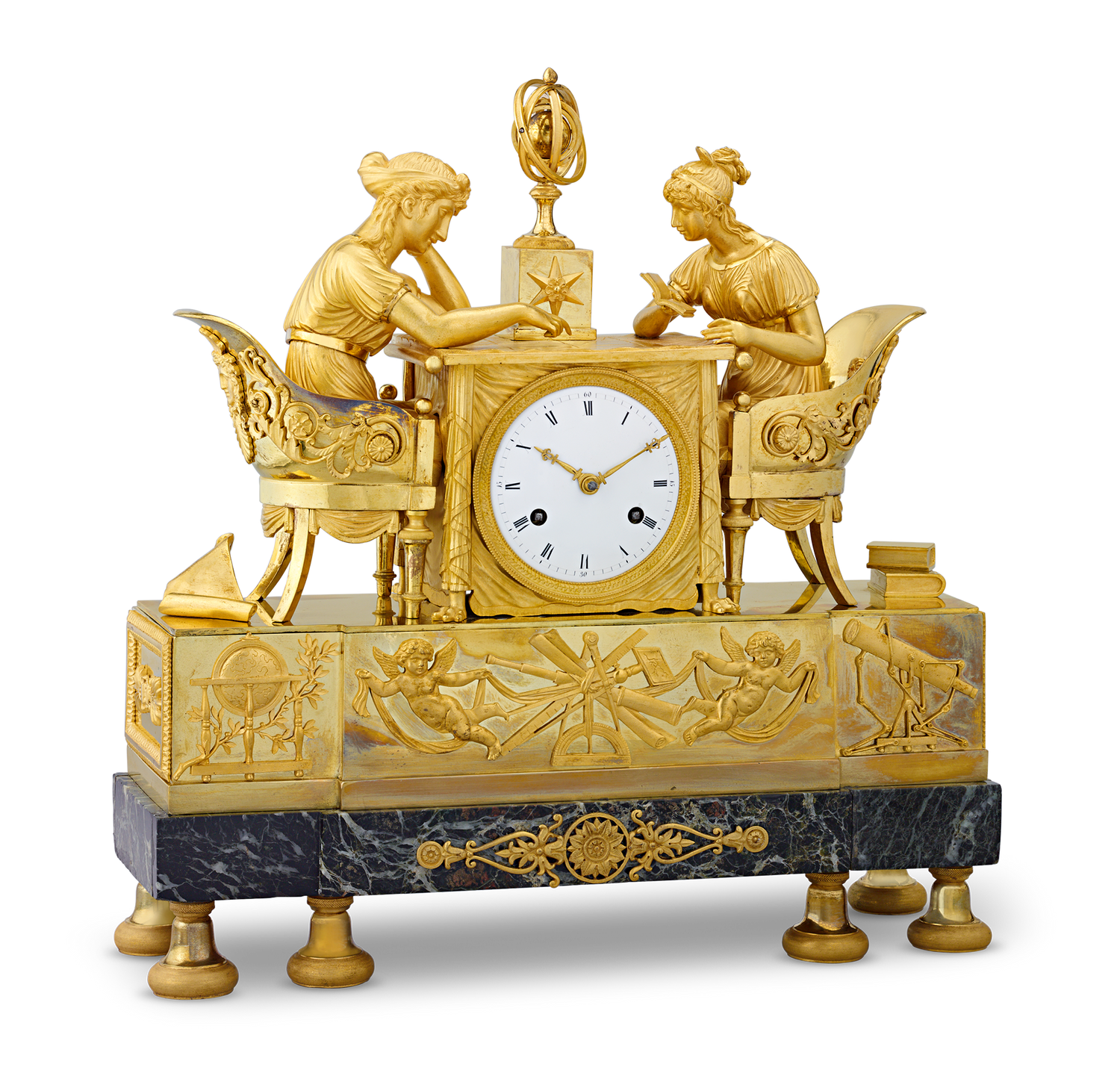 The Astronomy Lesson French Empire Mantel Clock