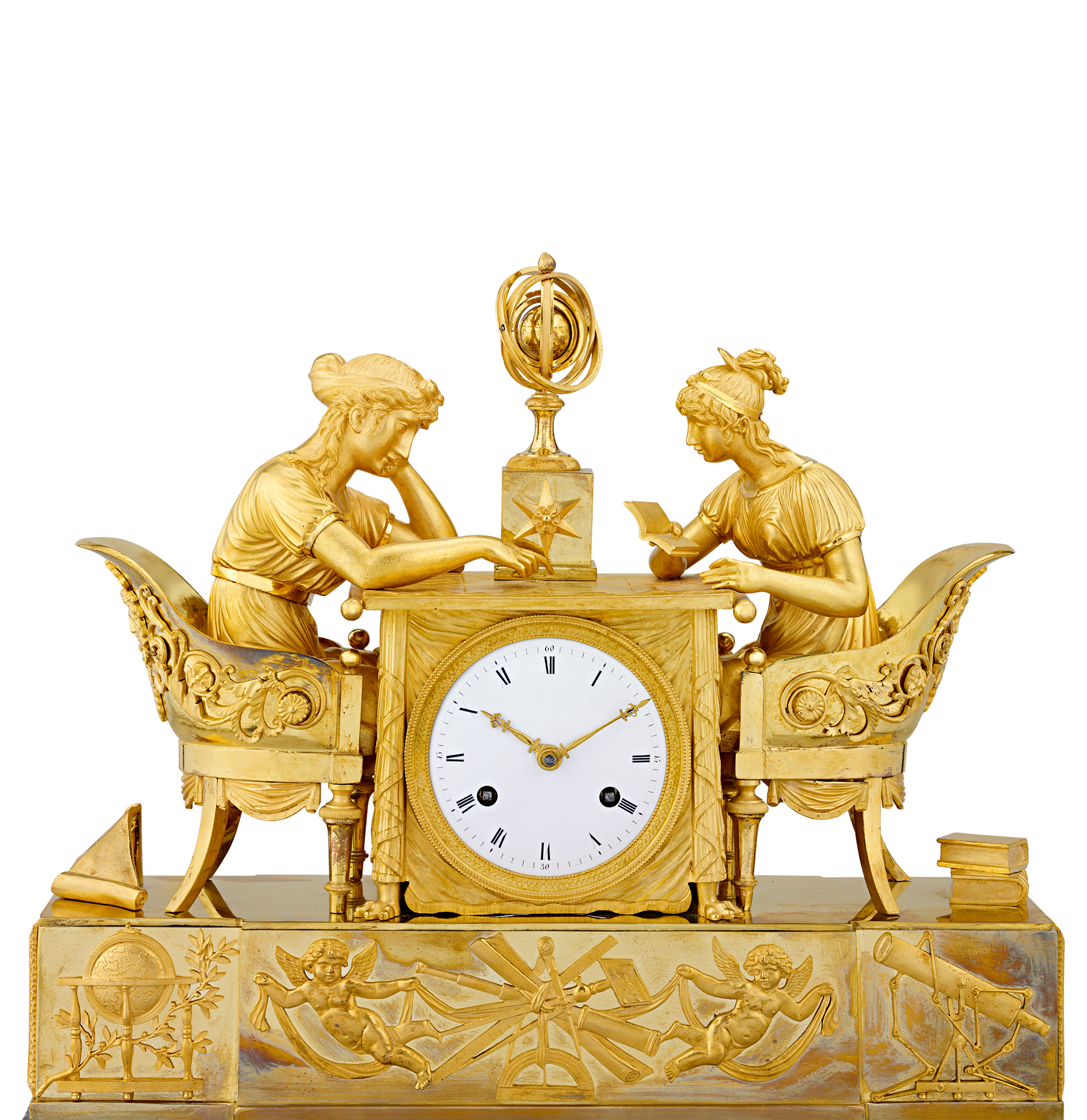 The Astronomy Lesson French Empire Mantel Clock