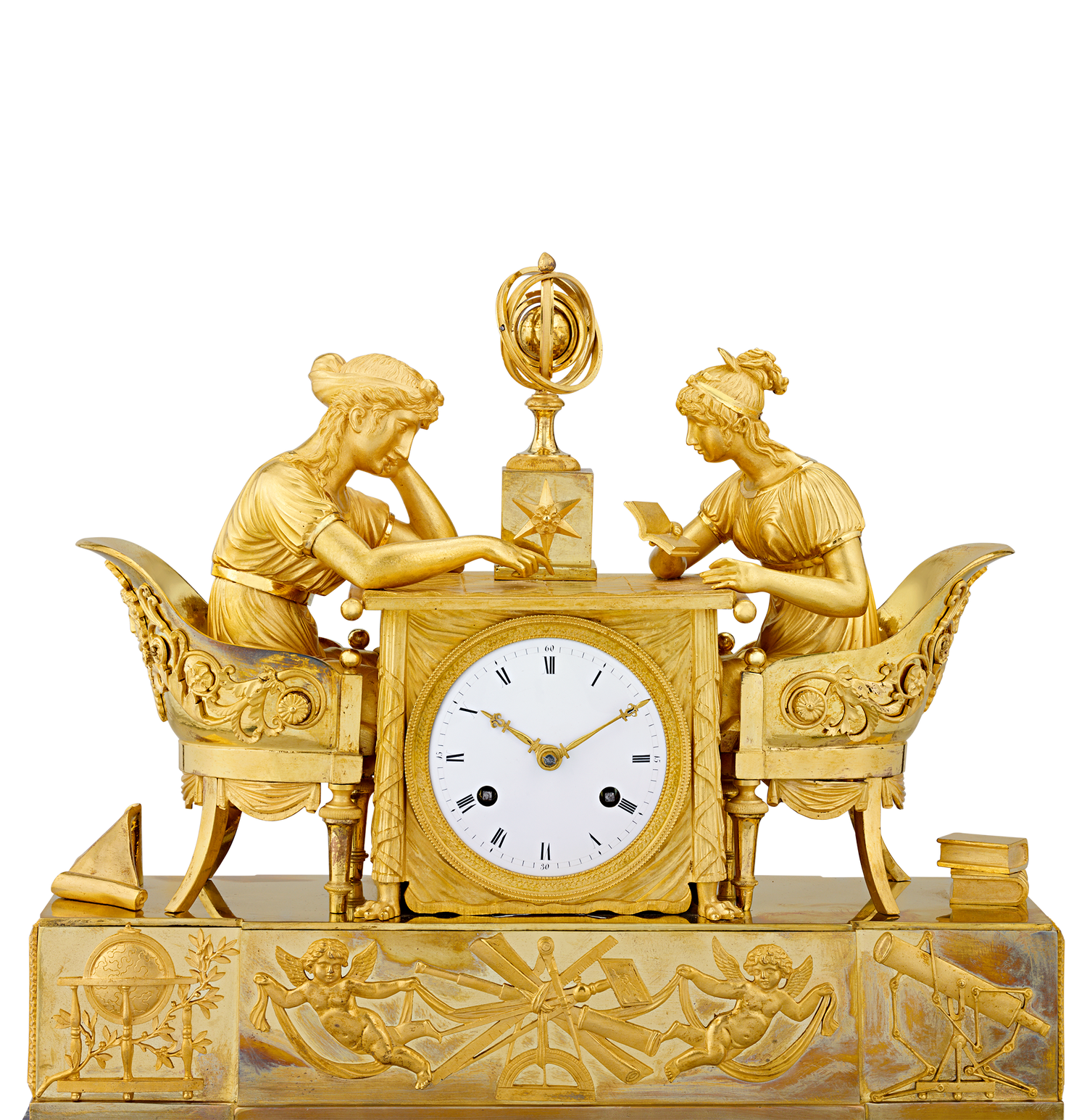 The Astronomy Lesson French Empire Mantel Clock