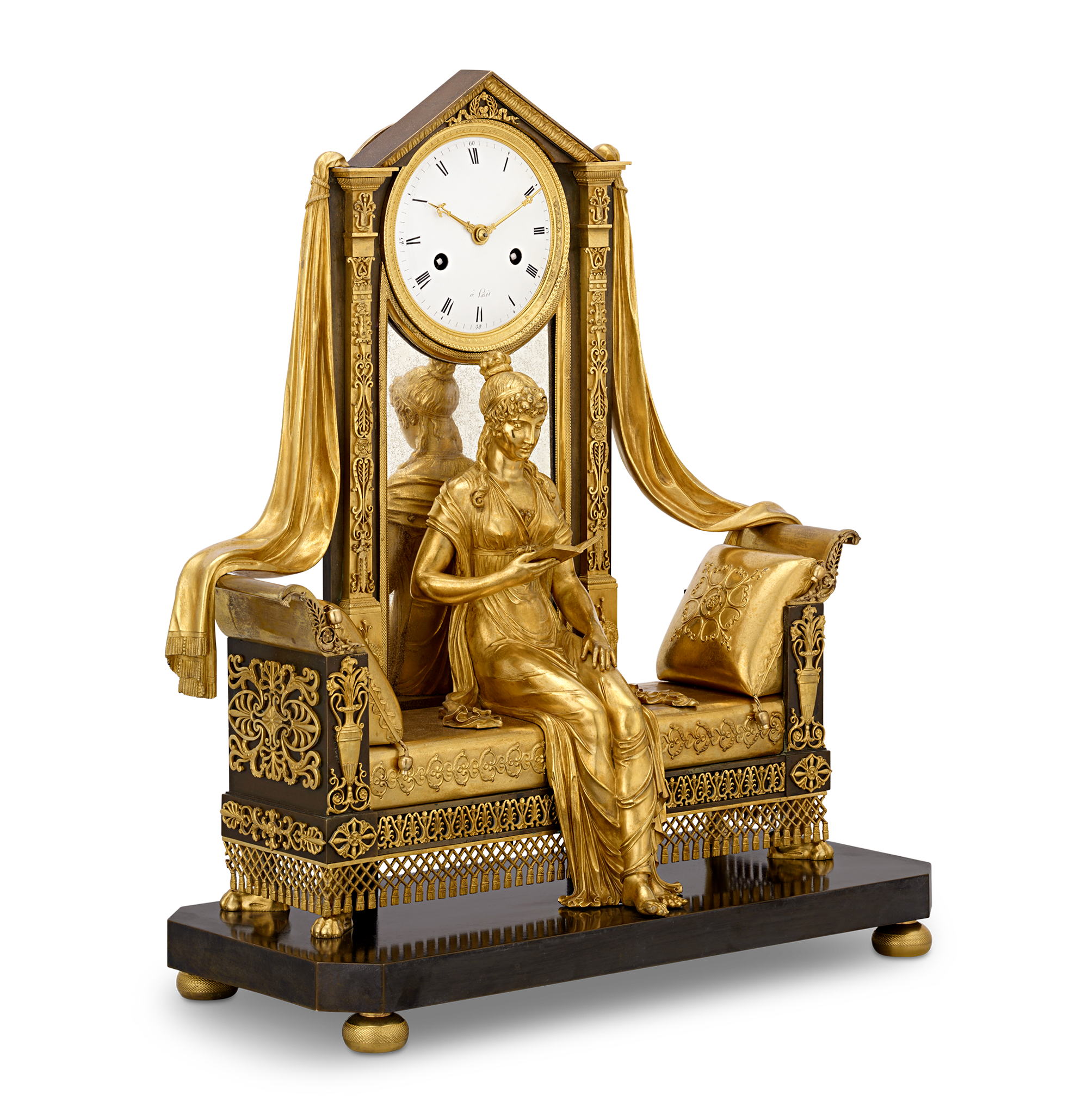 “Madame Recamier“ French Empire Mantel Clock by Claude Galle