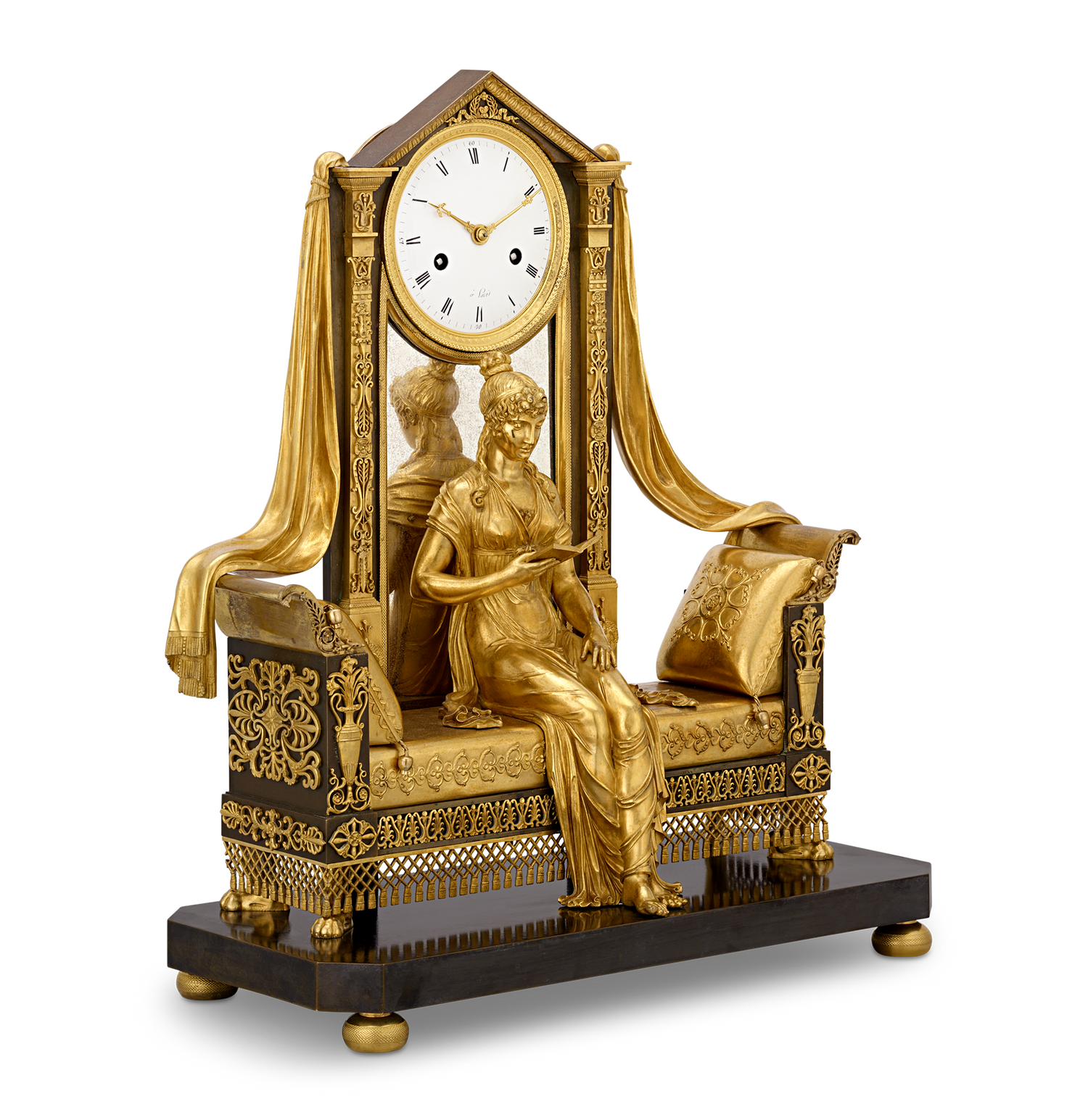 “Madame Recamier“ French Empire Mantel Clock by Claude Galle