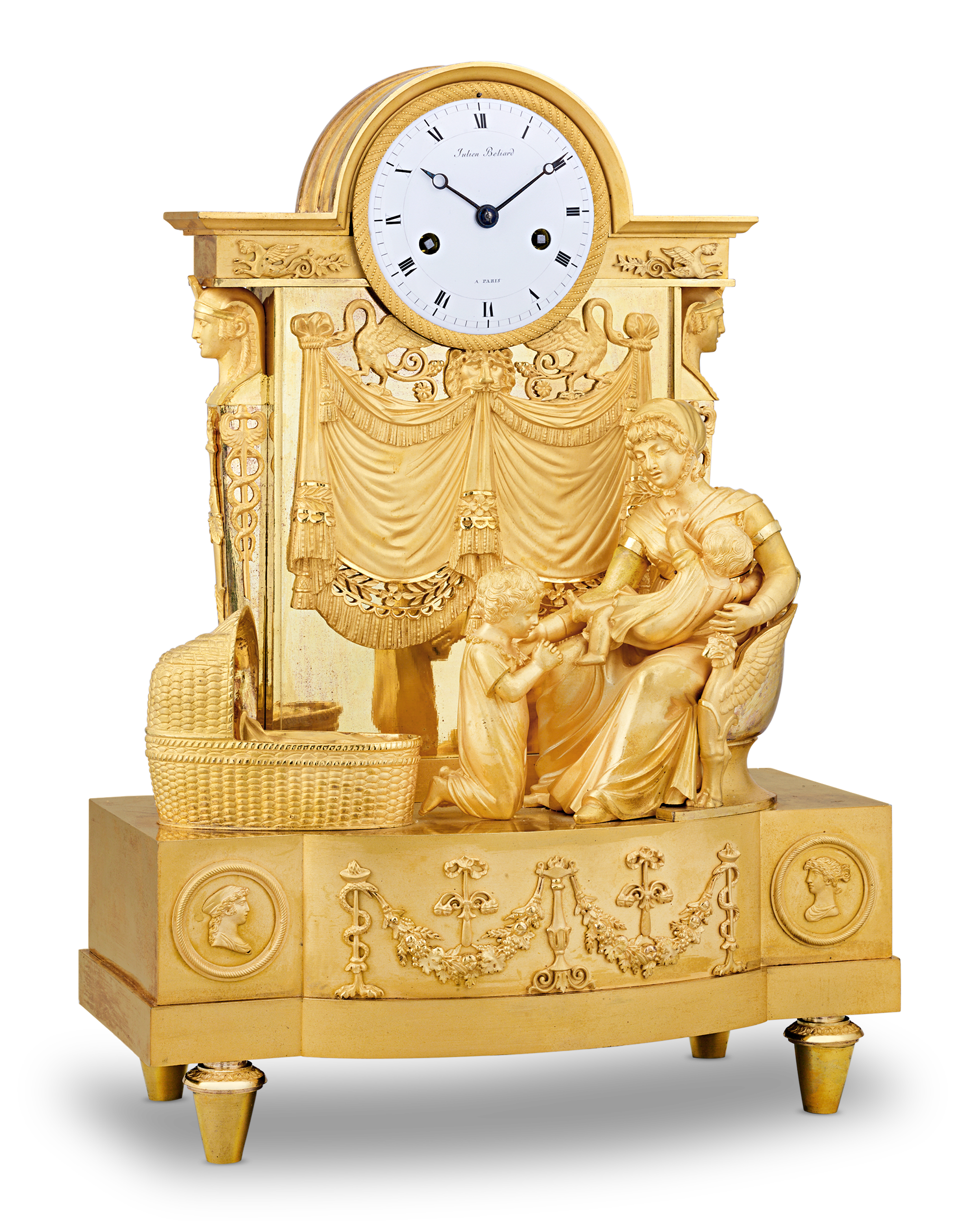 French Empire Duchess du Berry Clock by Jean-André Reiche