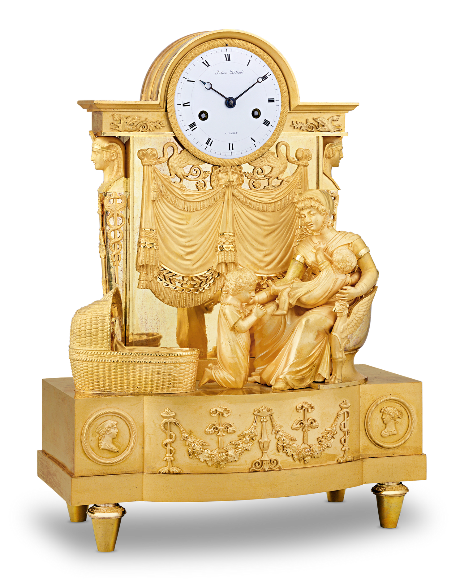 French Empire Duchess du Berry Clock by Jean-André Reiche