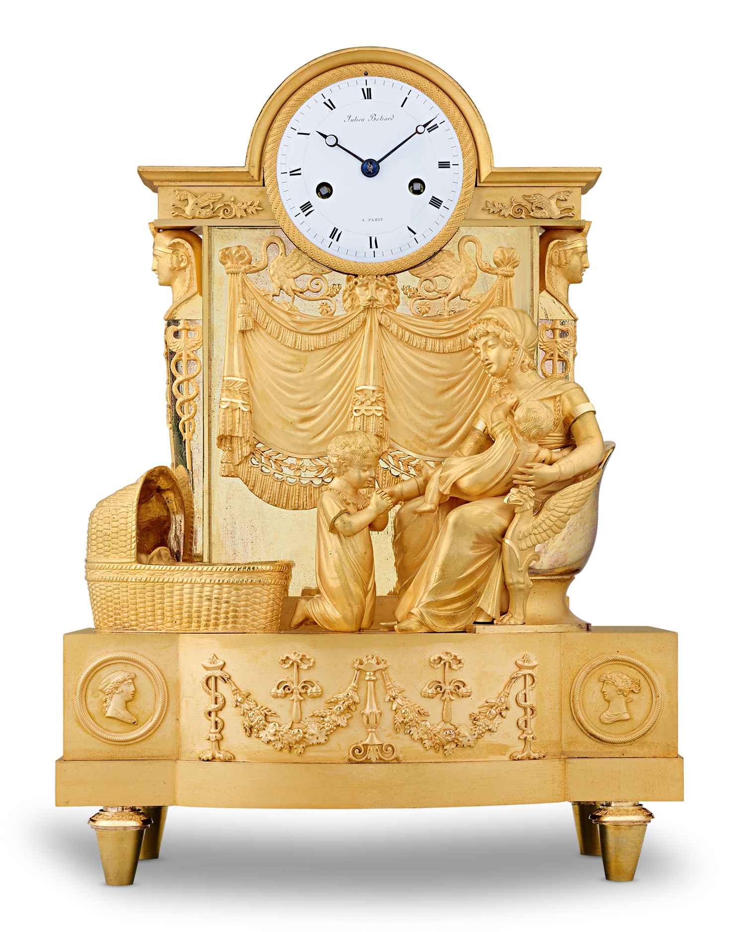 French Empire Duchess du Berry Clock by Jean-André Reiche