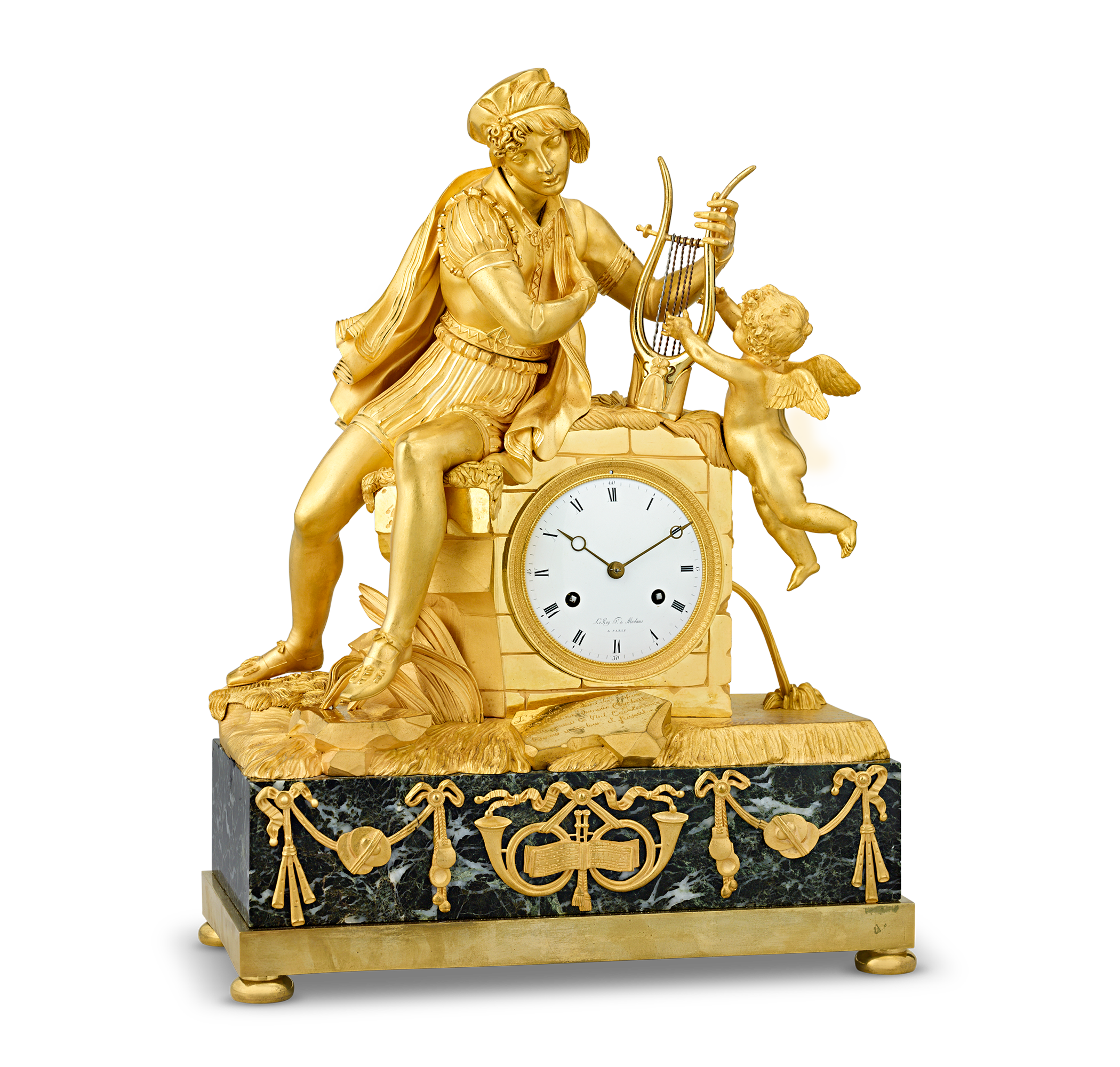 French Empire Troubadour Mantel Clock