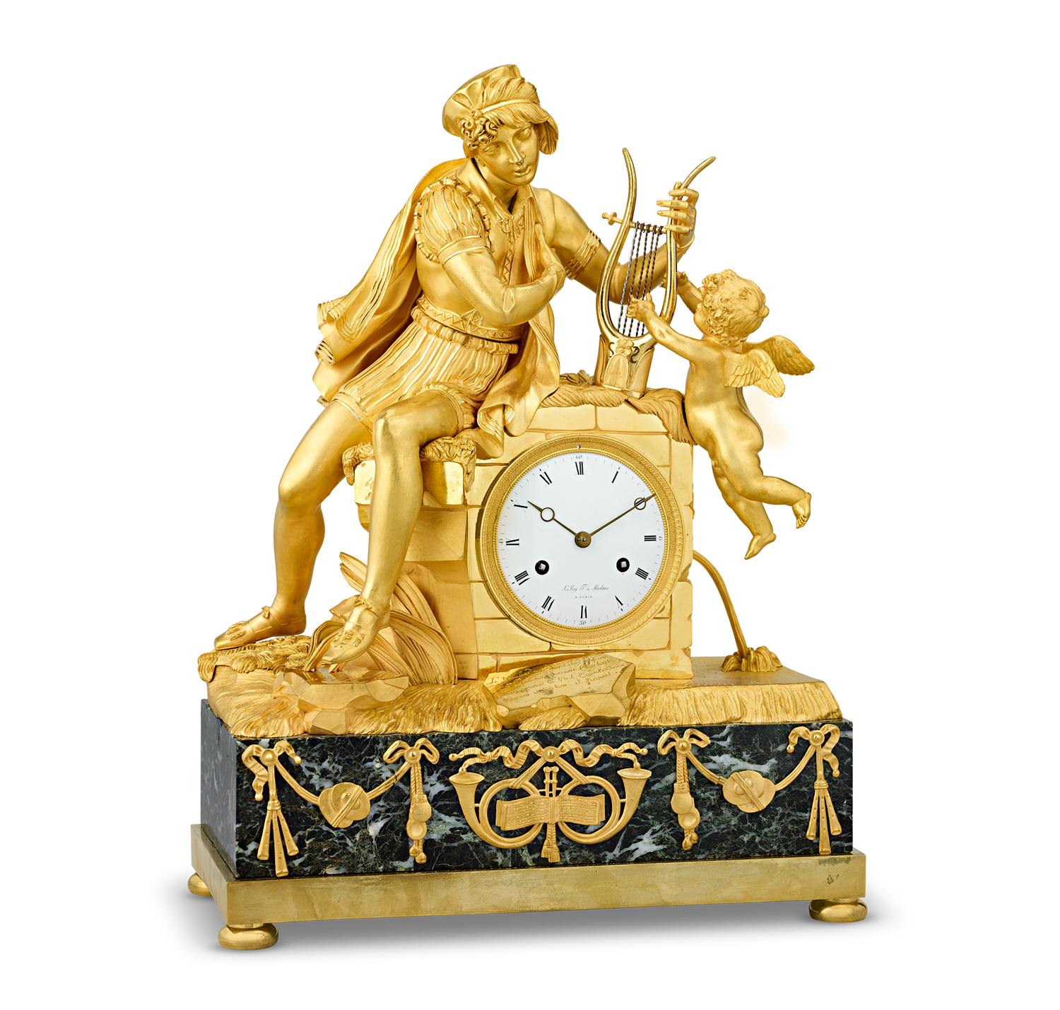 French Empire Troubadour Mantel Clock