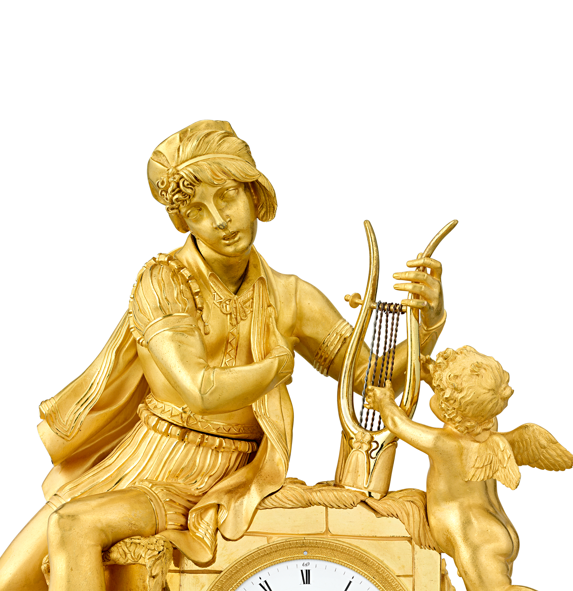 French Empire Troubadour Mantel Clock