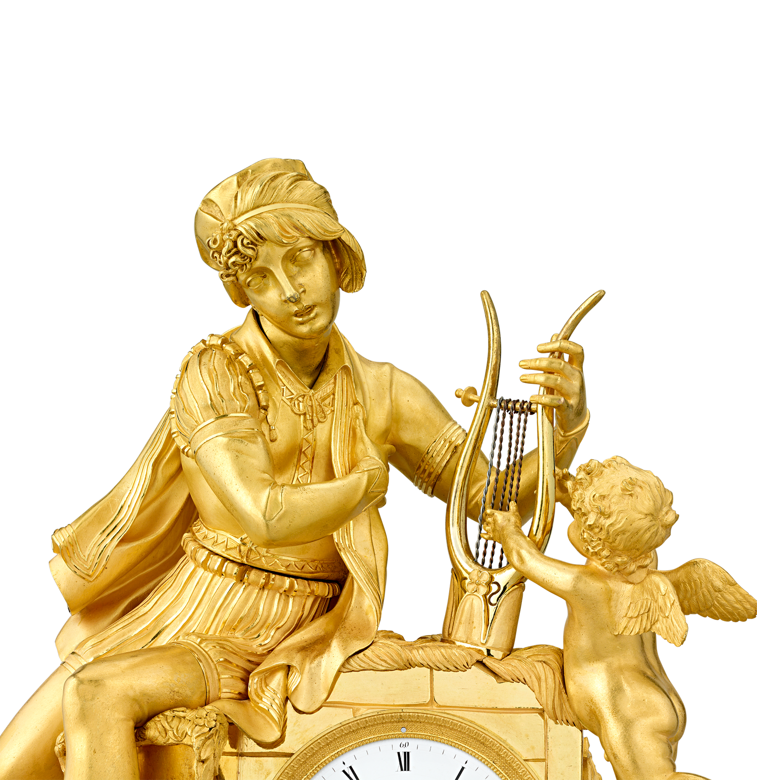 French Empire Troubadour Mantel Clock