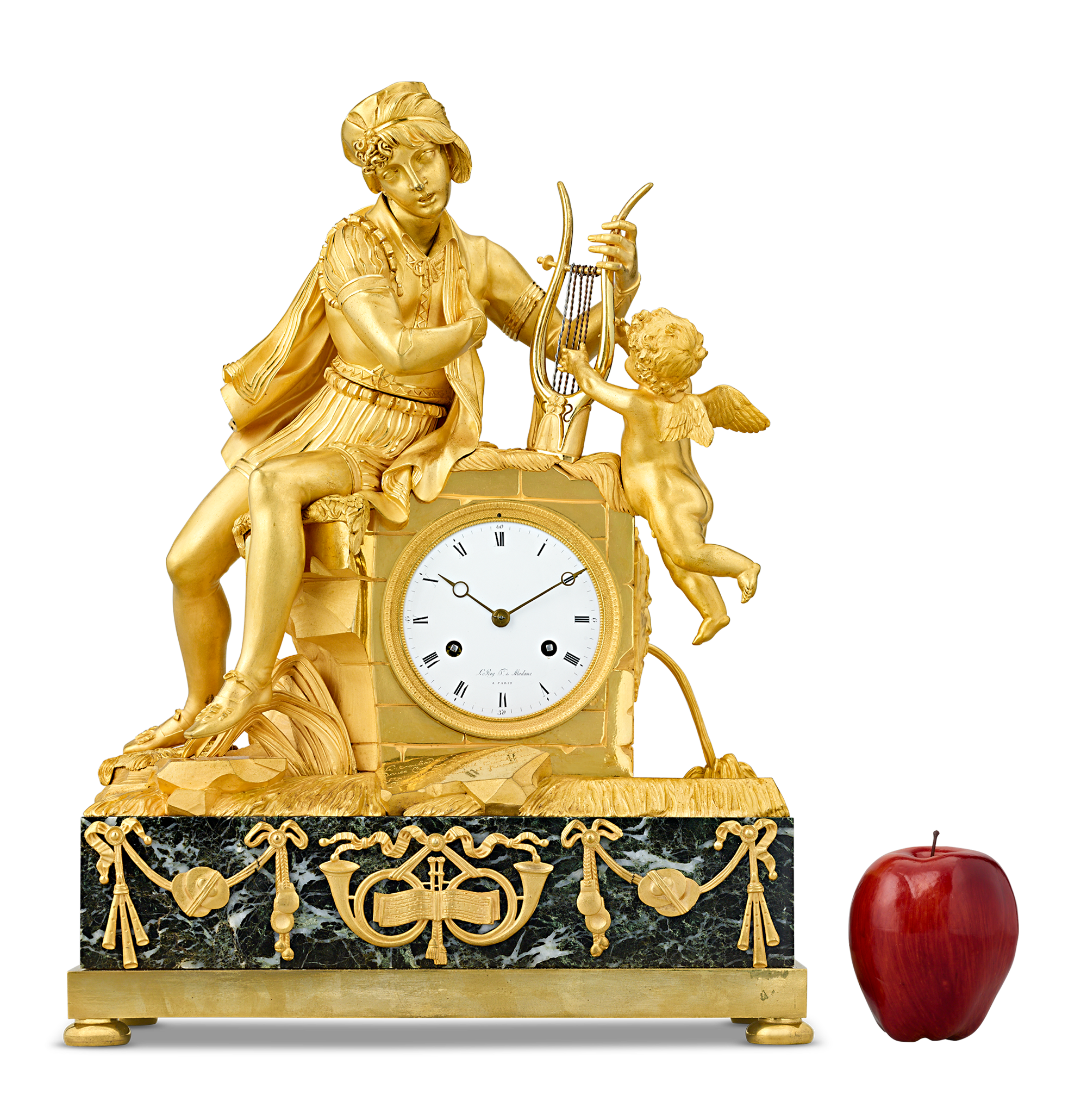 French Empire Troubadour Mantel Clock