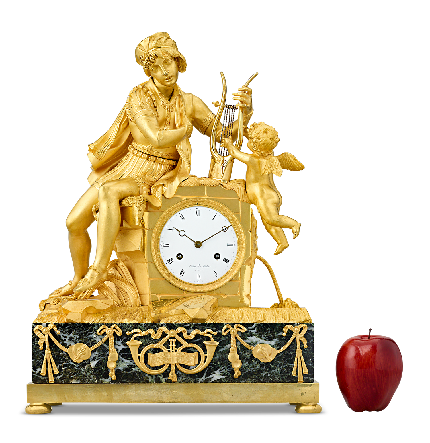 French Empire Troubadour Mantel Clock