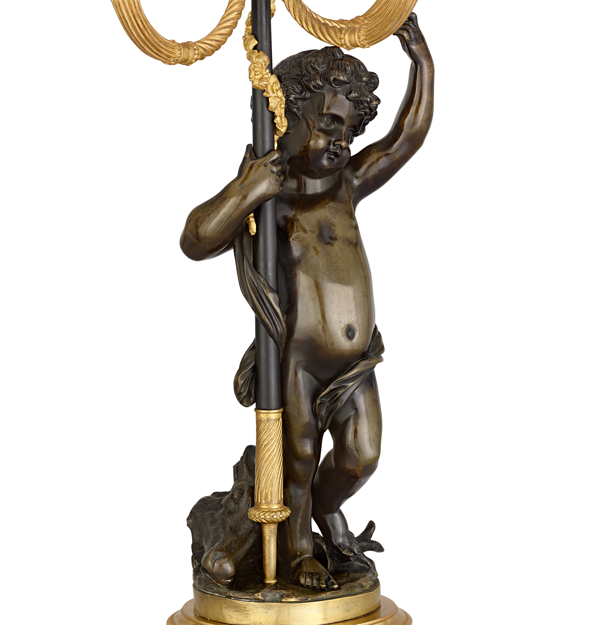 Louis XVI Bronze Ormolu Candelabra with Putti