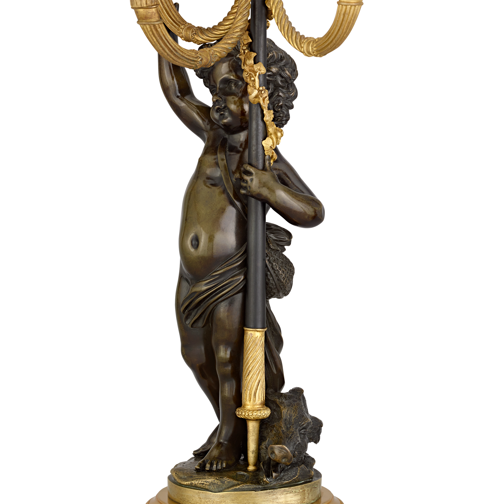 Louis XVI Bronze Ormolu Candelabra with Putti