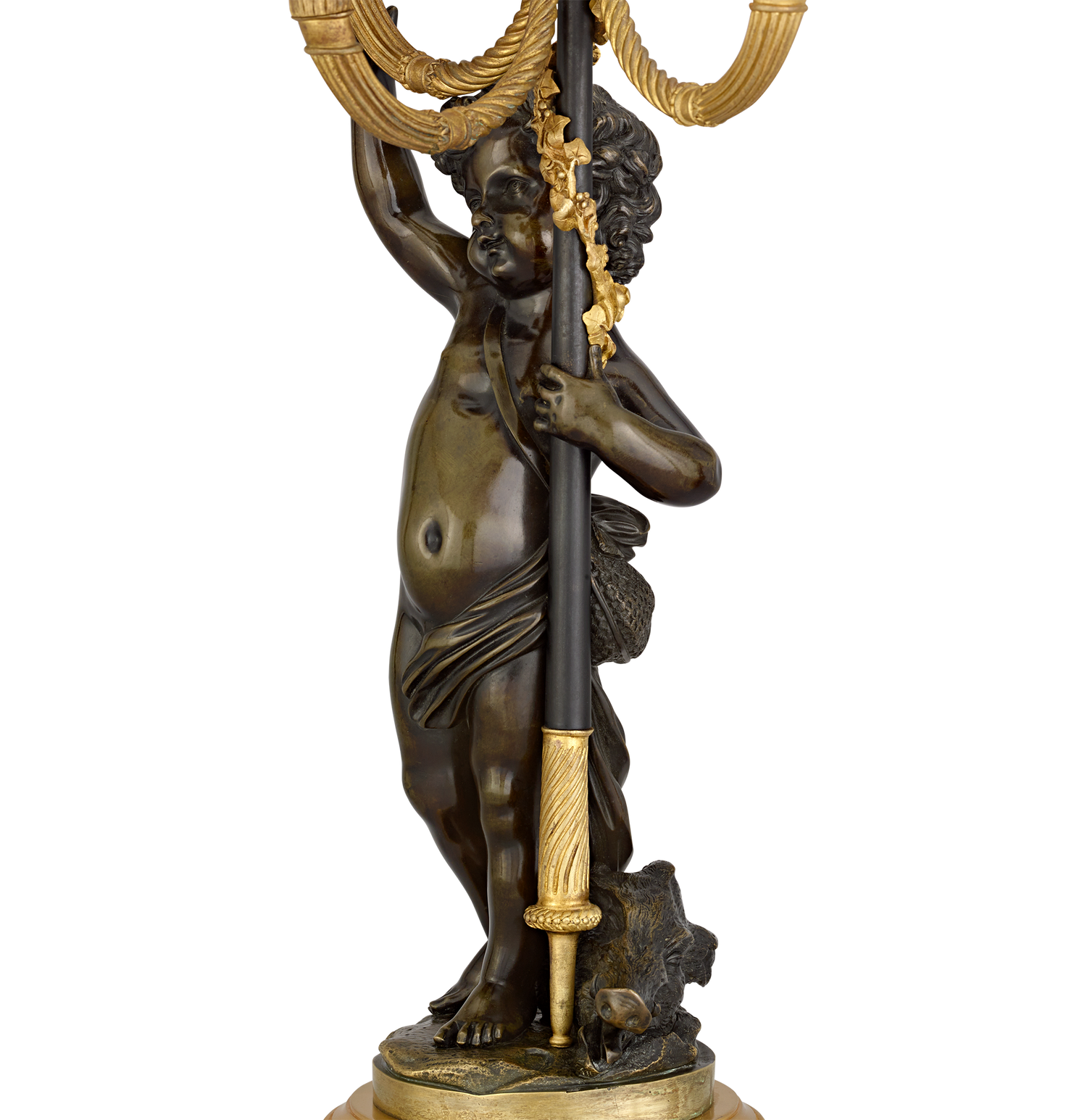 Louis XVI Bronze Ormolu Candelabra with Putti