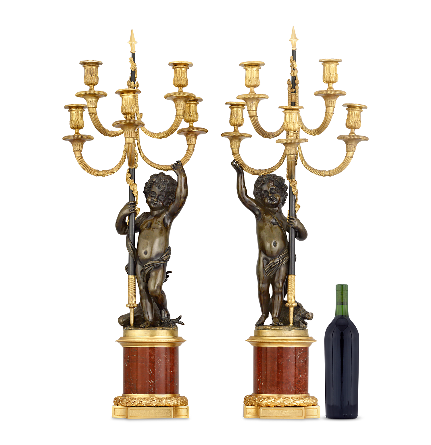 Louis XVI Bronze Ormolu Candelabra with Putti