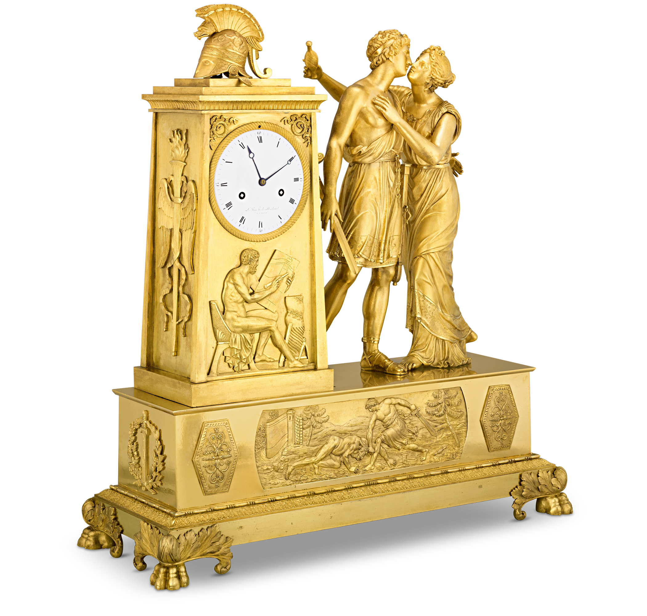 Odysseus and Theseus French Empire Mantle Clock by André Antoine Ravrio