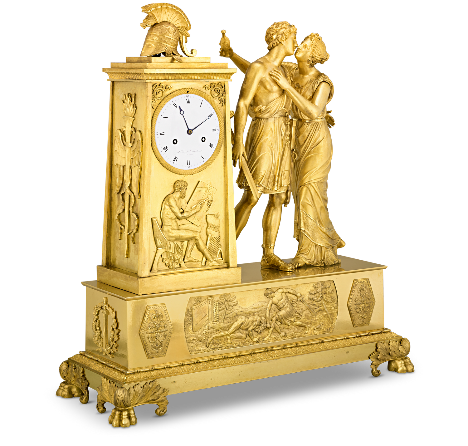 Odysseus and Theseus French Empire Mantle Clock by André Antoine Ravrio