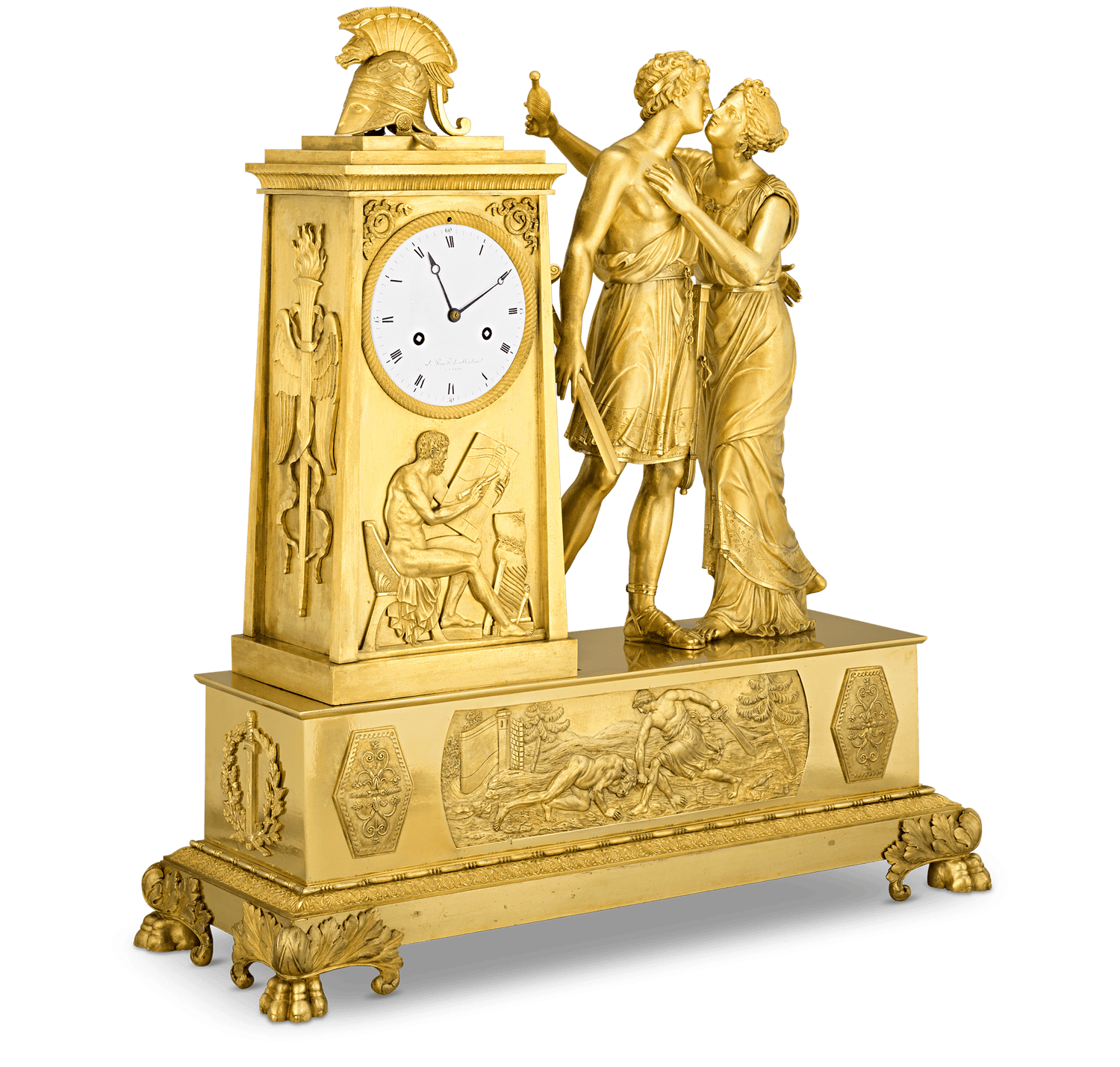 Odysseus and Theseus French Empire Mantle Clock by André Antoine Ravrio