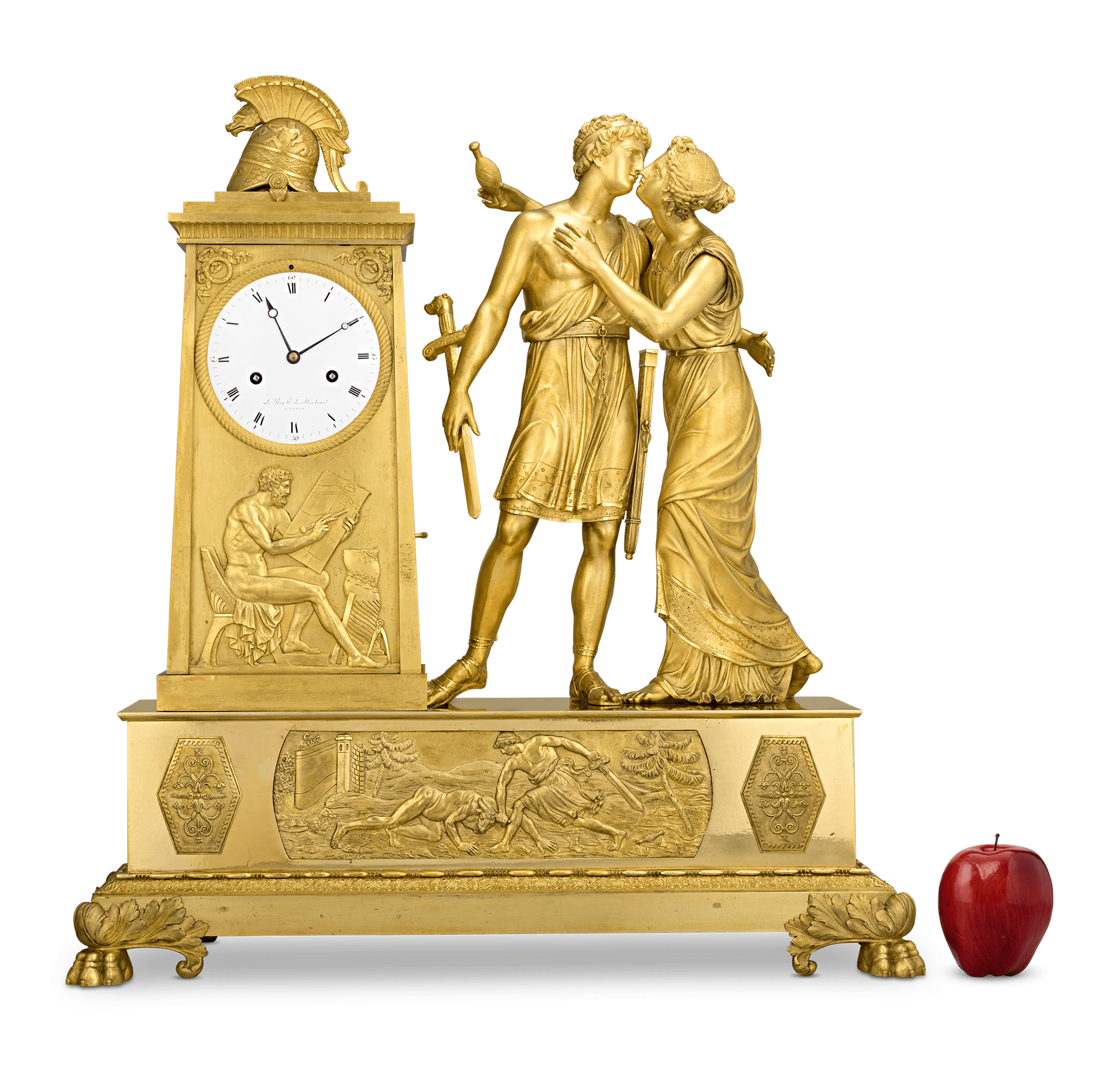 Odysseus and Theseus French Empire Mantle Clock by André Antoine Ravrio