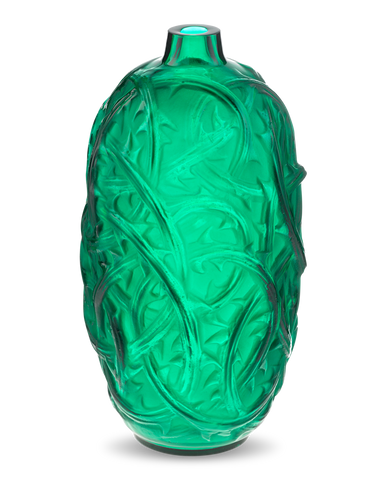 Green Ronces Vase by René Lalique