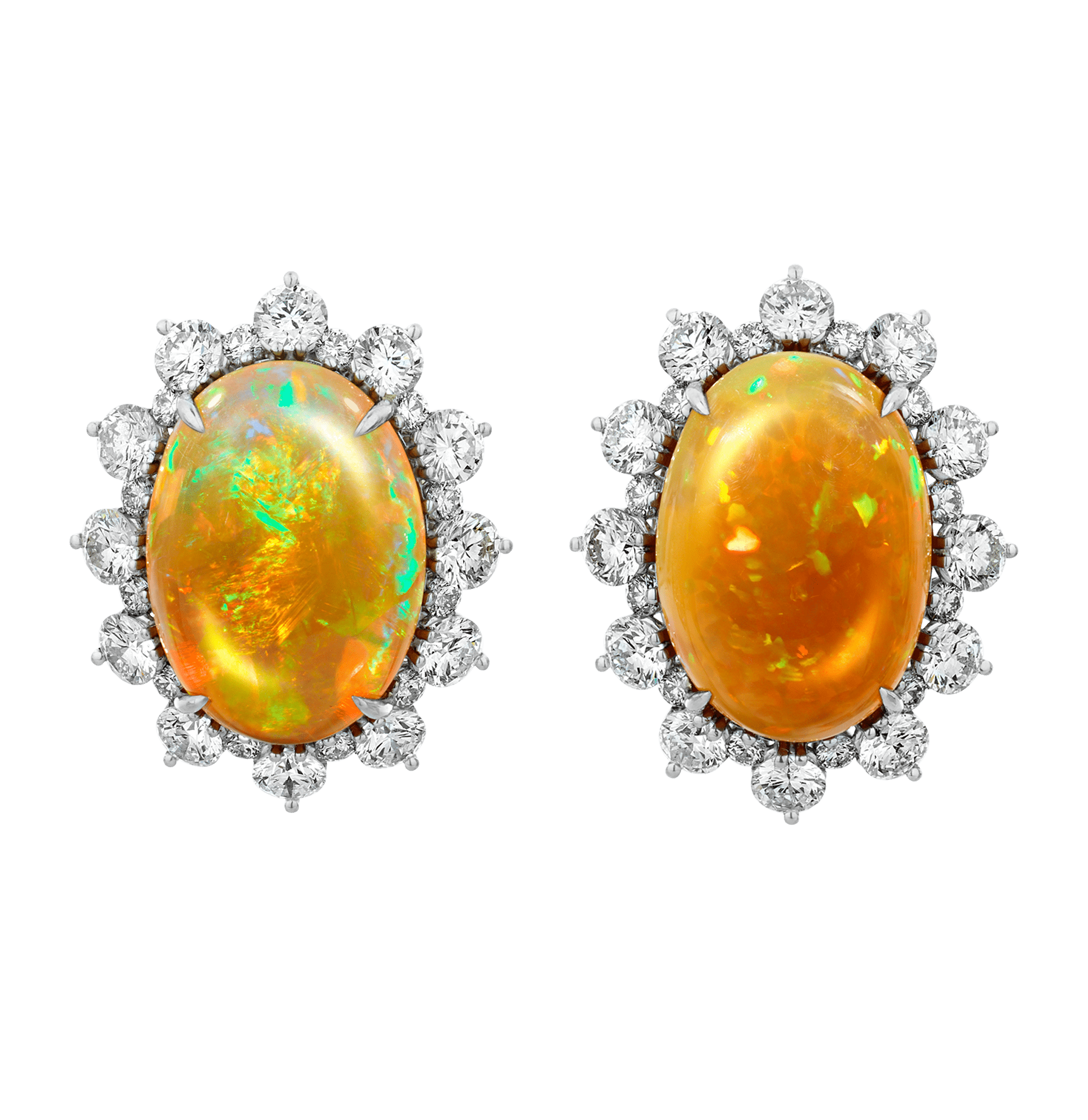 Fire Opal Earrings, 13.40 Carats