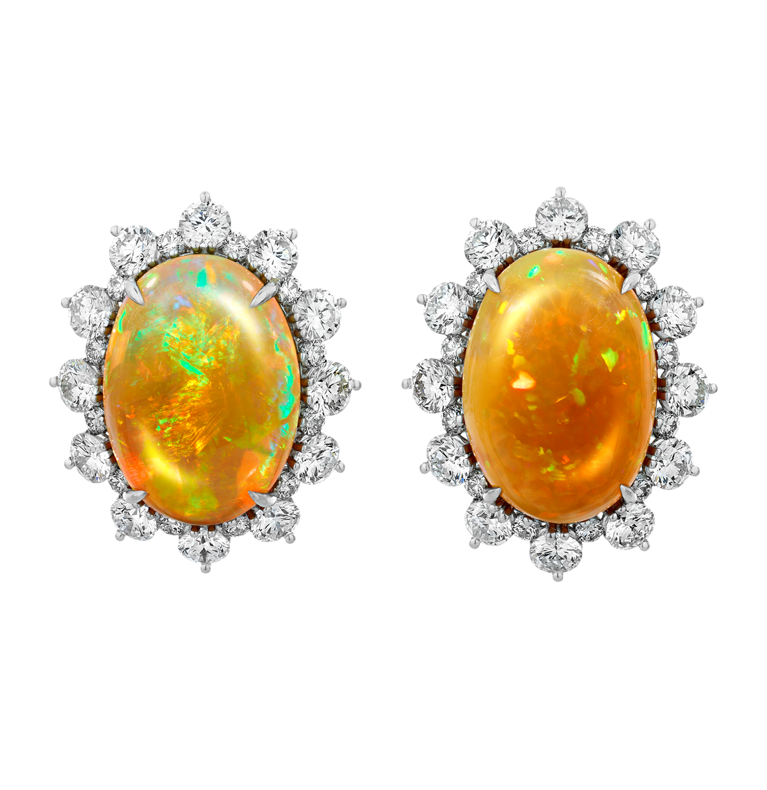 Fire Opal Earrings, 13.40 Carats