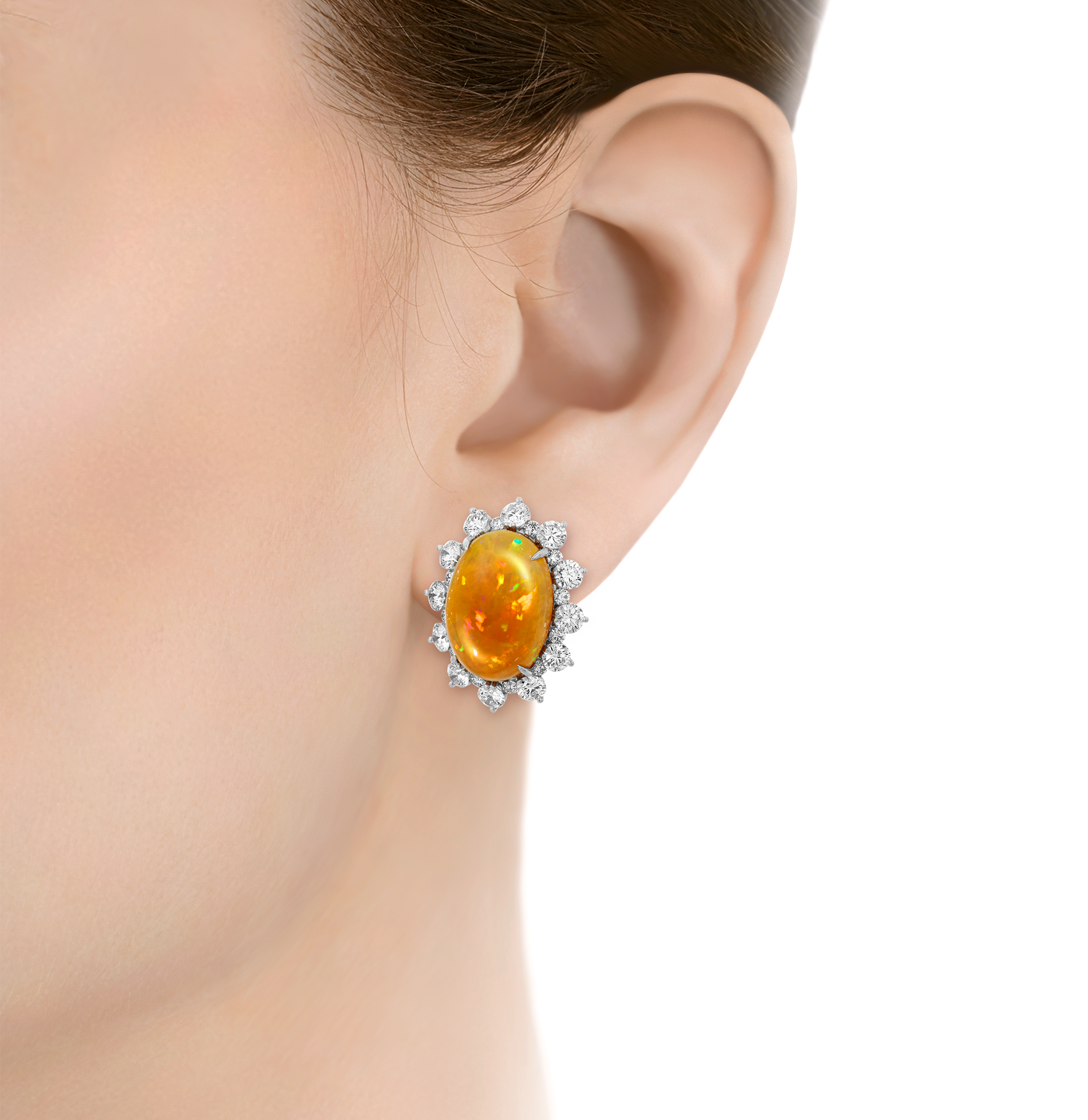 Fire Opal Earrings, 13.40 Carats