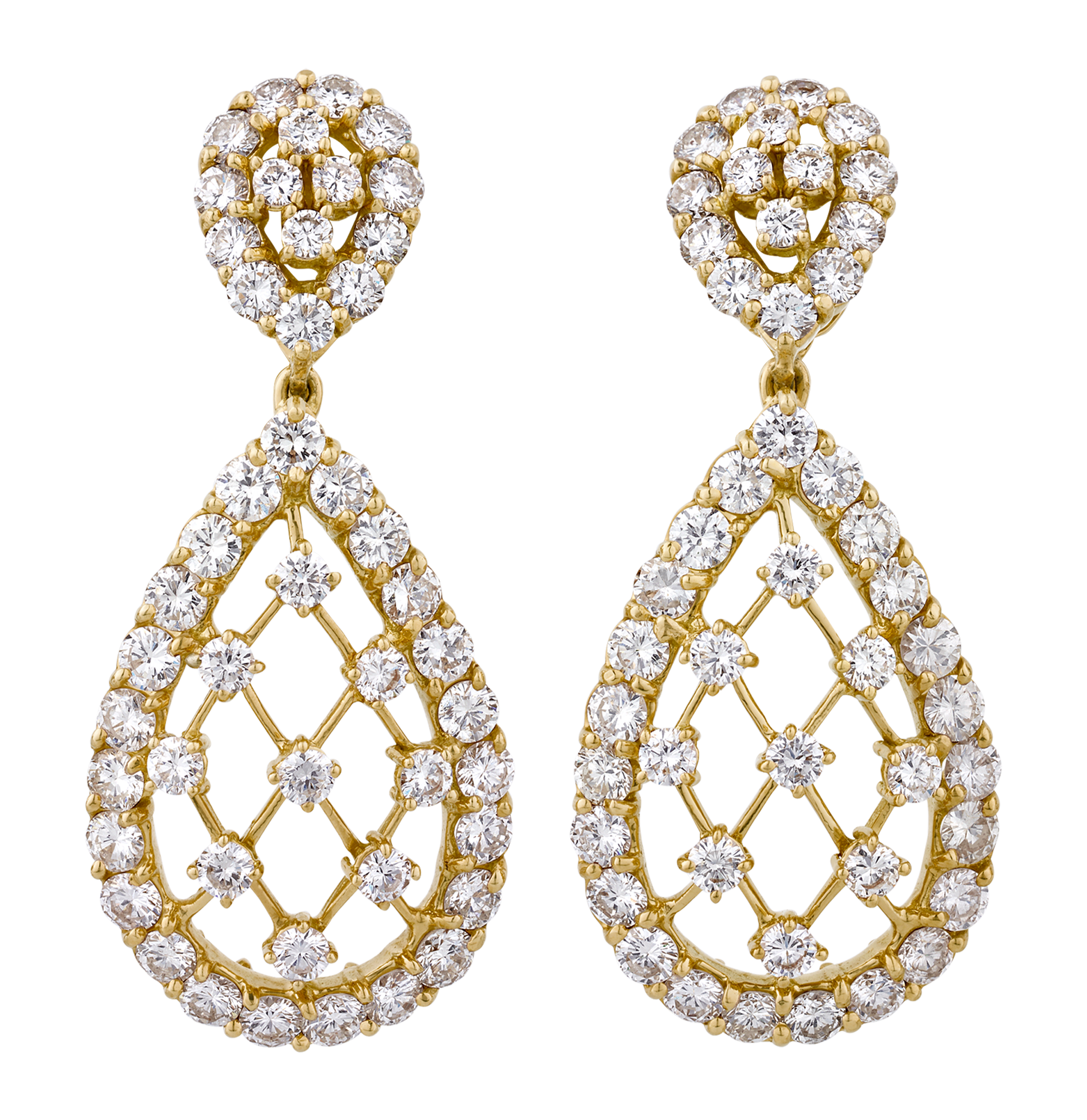 Diamond Net Earrings, 6.25 Carats