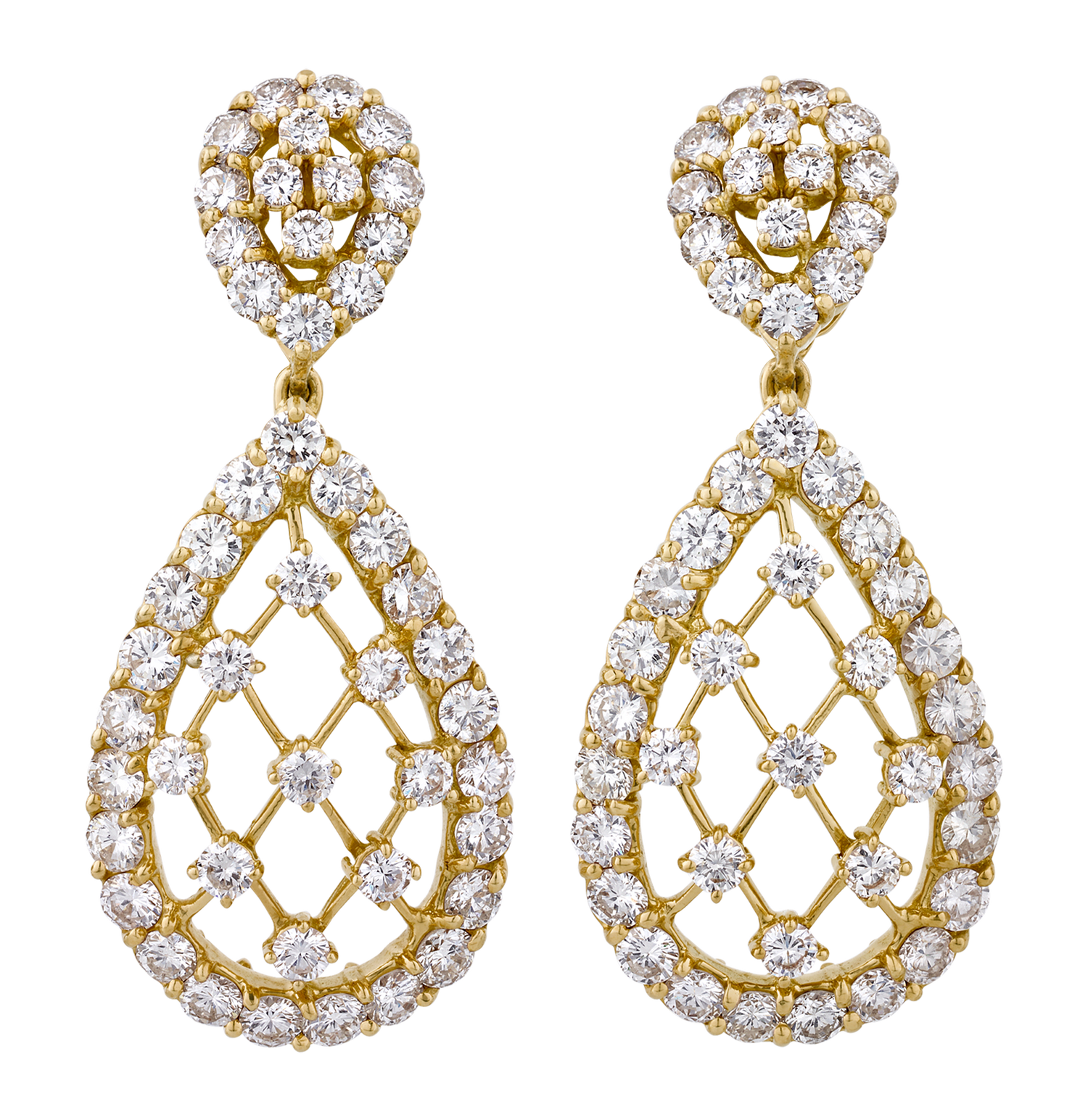 Diamond Net Earrings, 6.25 Carats