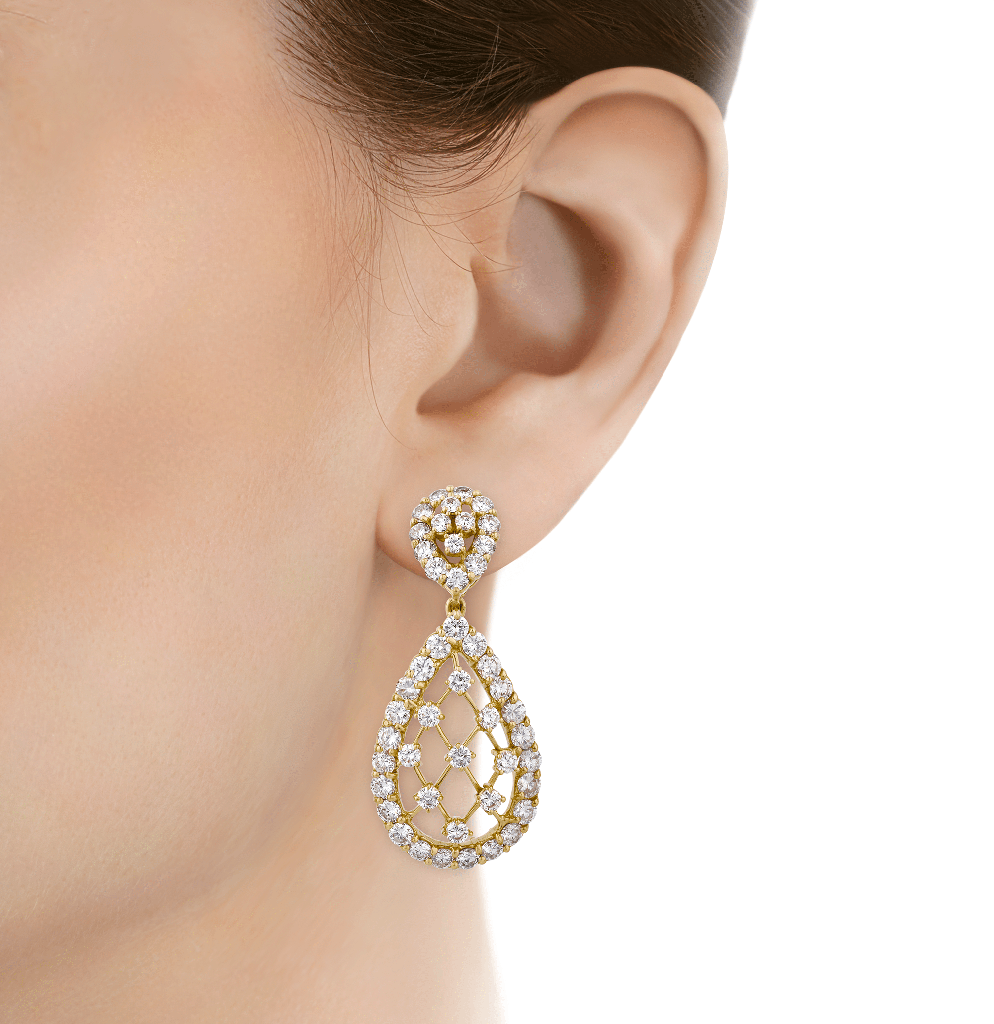 Diamond Net Earrings, 6.25 Carats