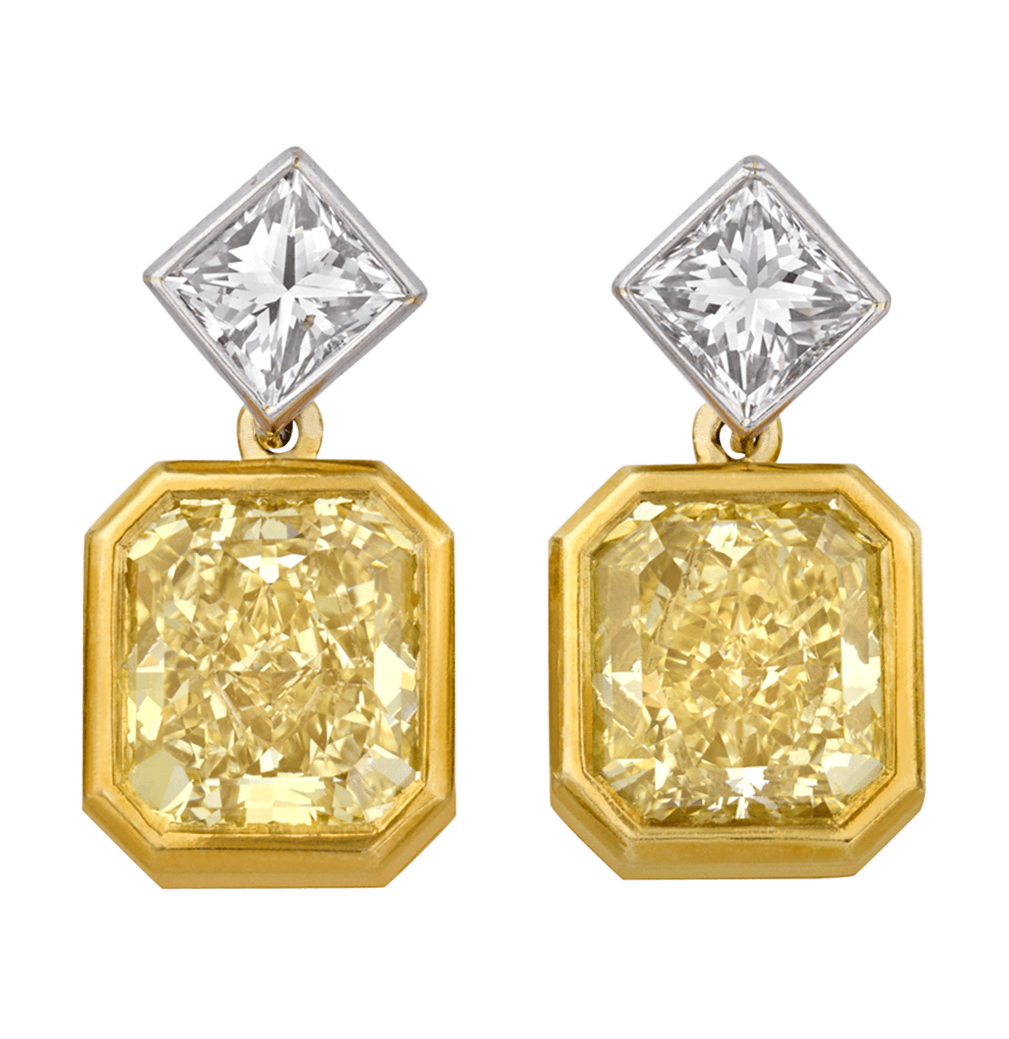 Fancy Yellow Diamond Dangle Earrings, 4.47 carats