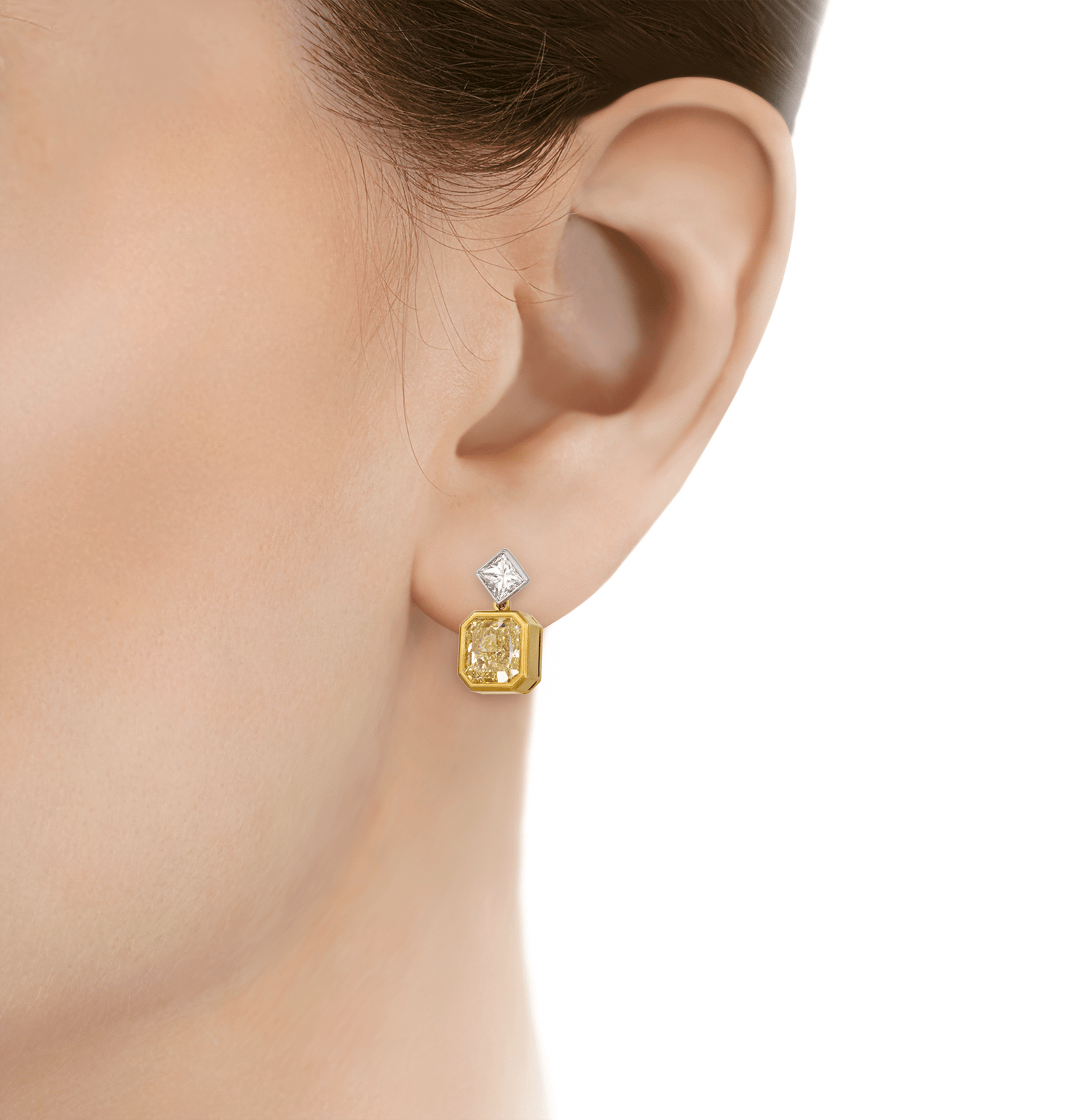 Fancy Yellow Diamond Dangle Earrings, 4.47 carats