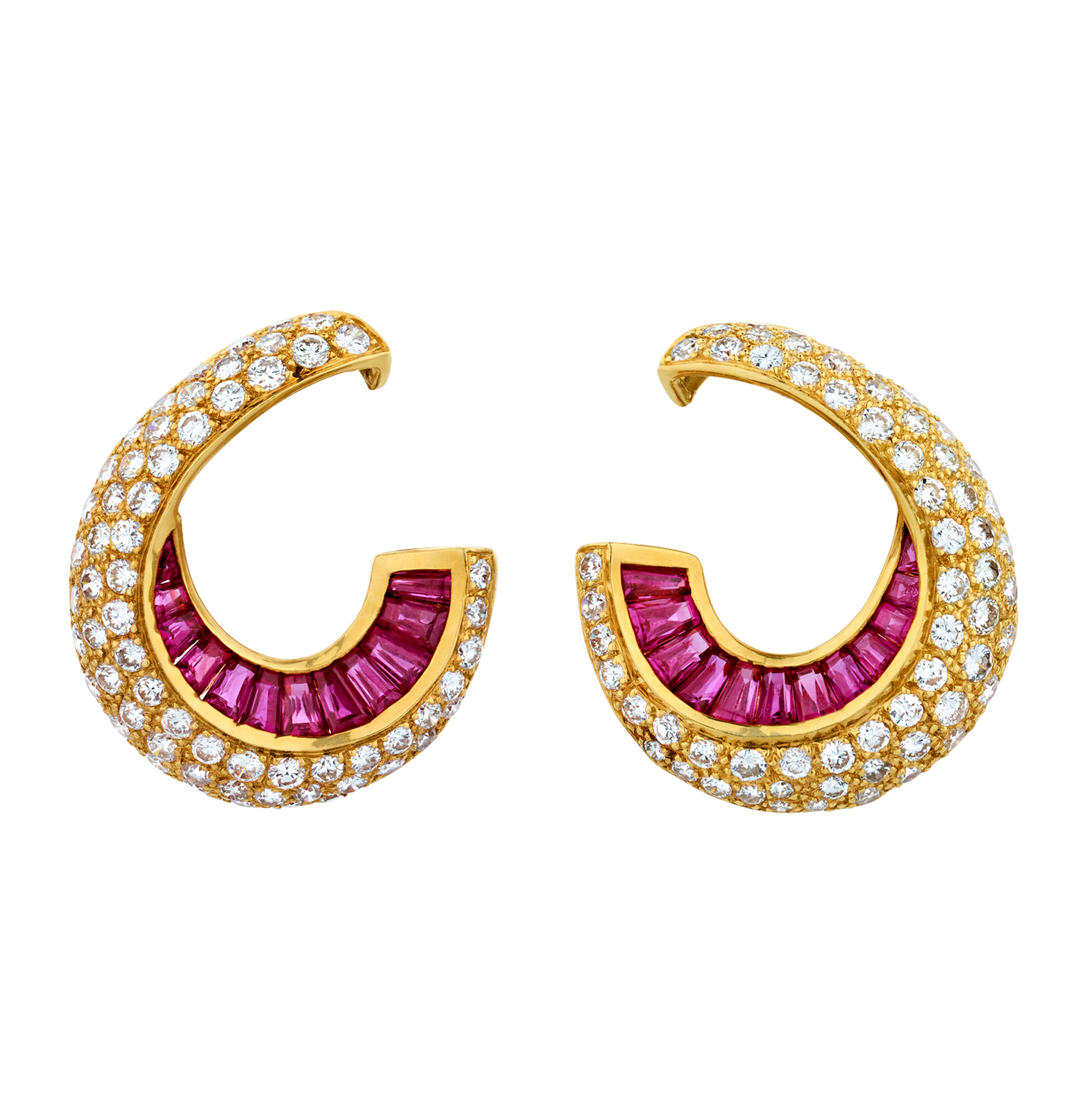 Diamond and Ruby Hoop Earrings