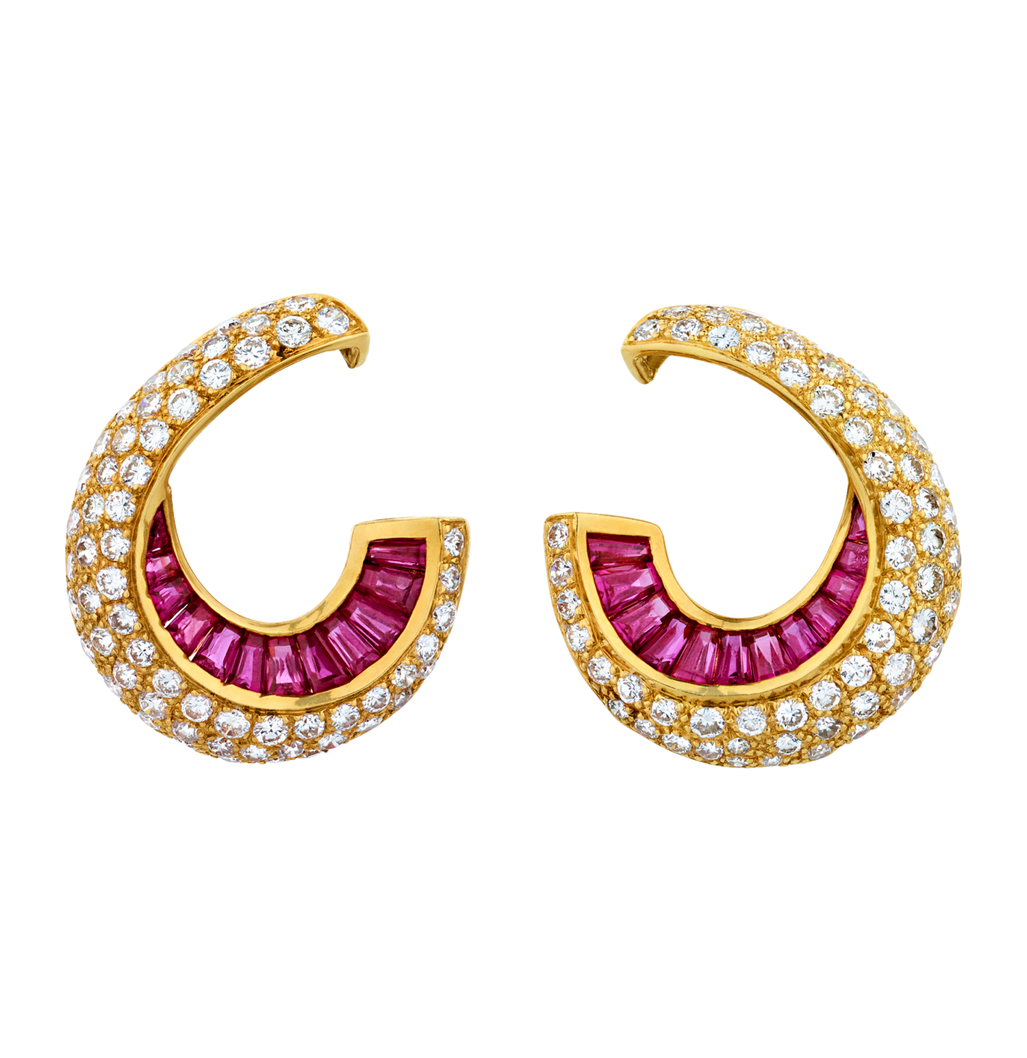 Diamond and Ruby Hoop Earrings