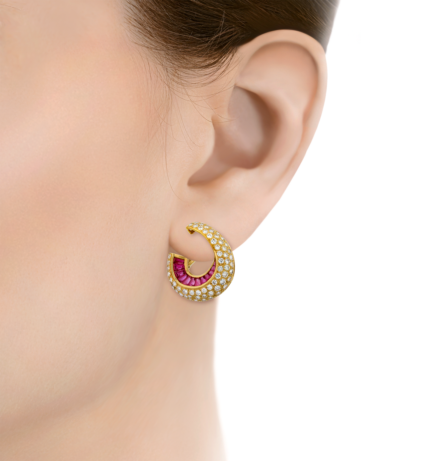 Diamond and Ruby Hoop Earrings