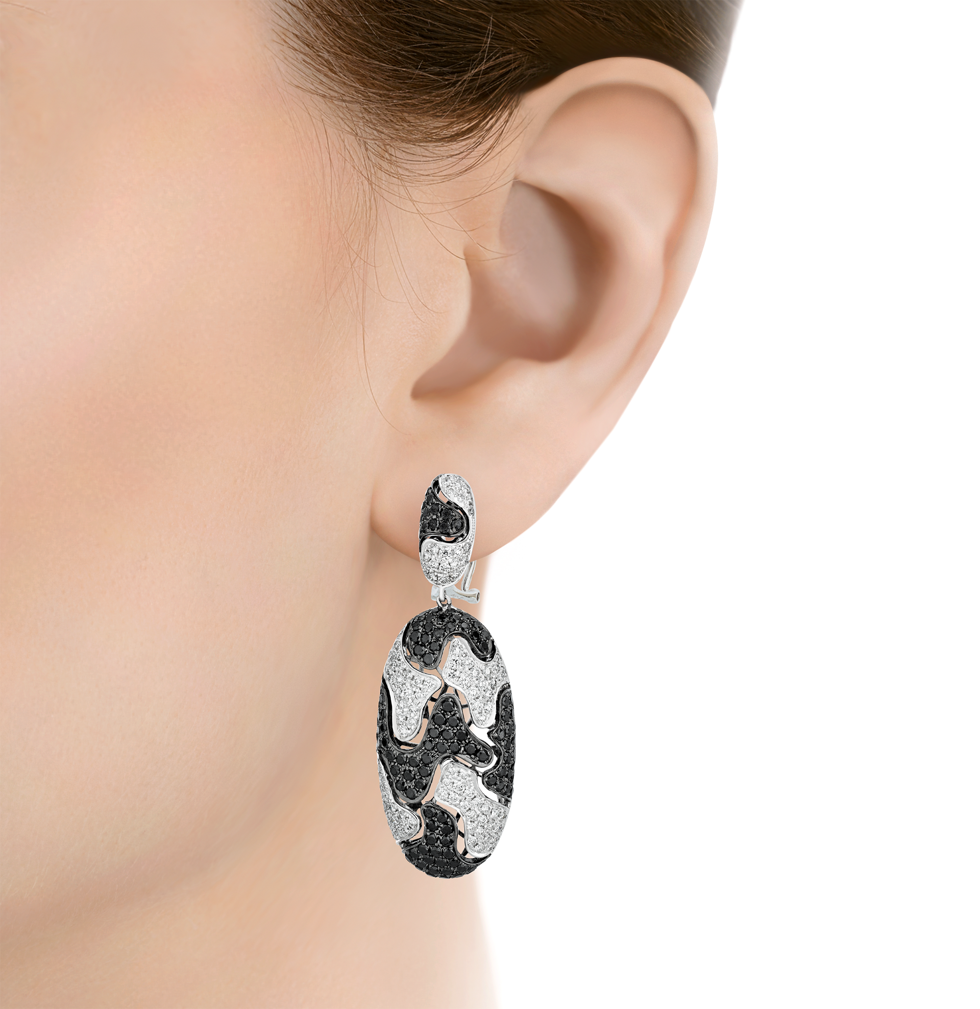 Black and White Diamond Dangle Earrings, 7.20 carats